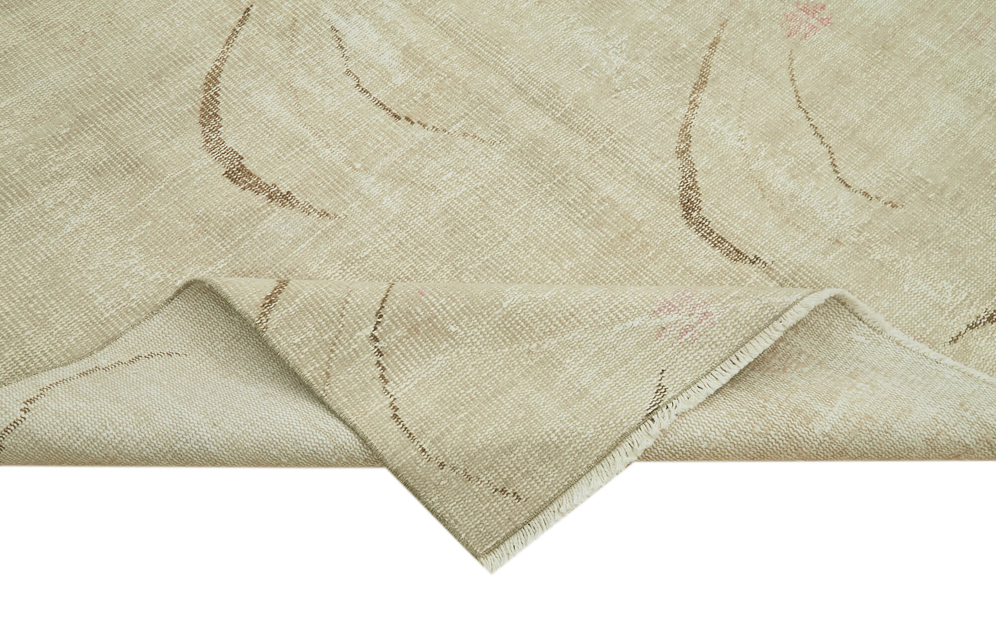 Handmade Wool Area Rug – Vintage Cotton Rug 5'9'' x 10'3'' Beige Wool Carpet