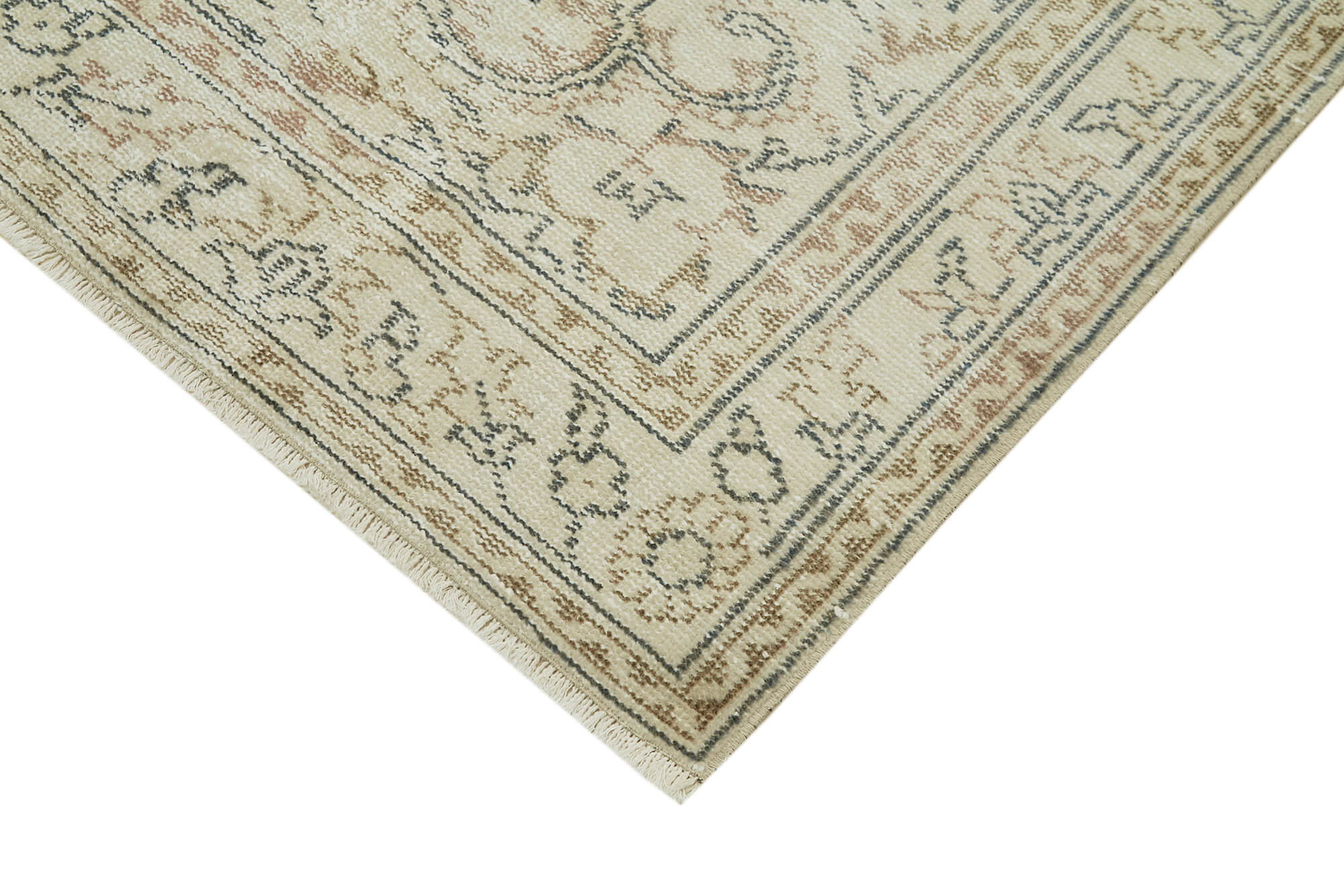 Handmade Wool Area Rug - Vintage Cotton Rug Beige 5'7''x8'10'' Durable Soft Texture