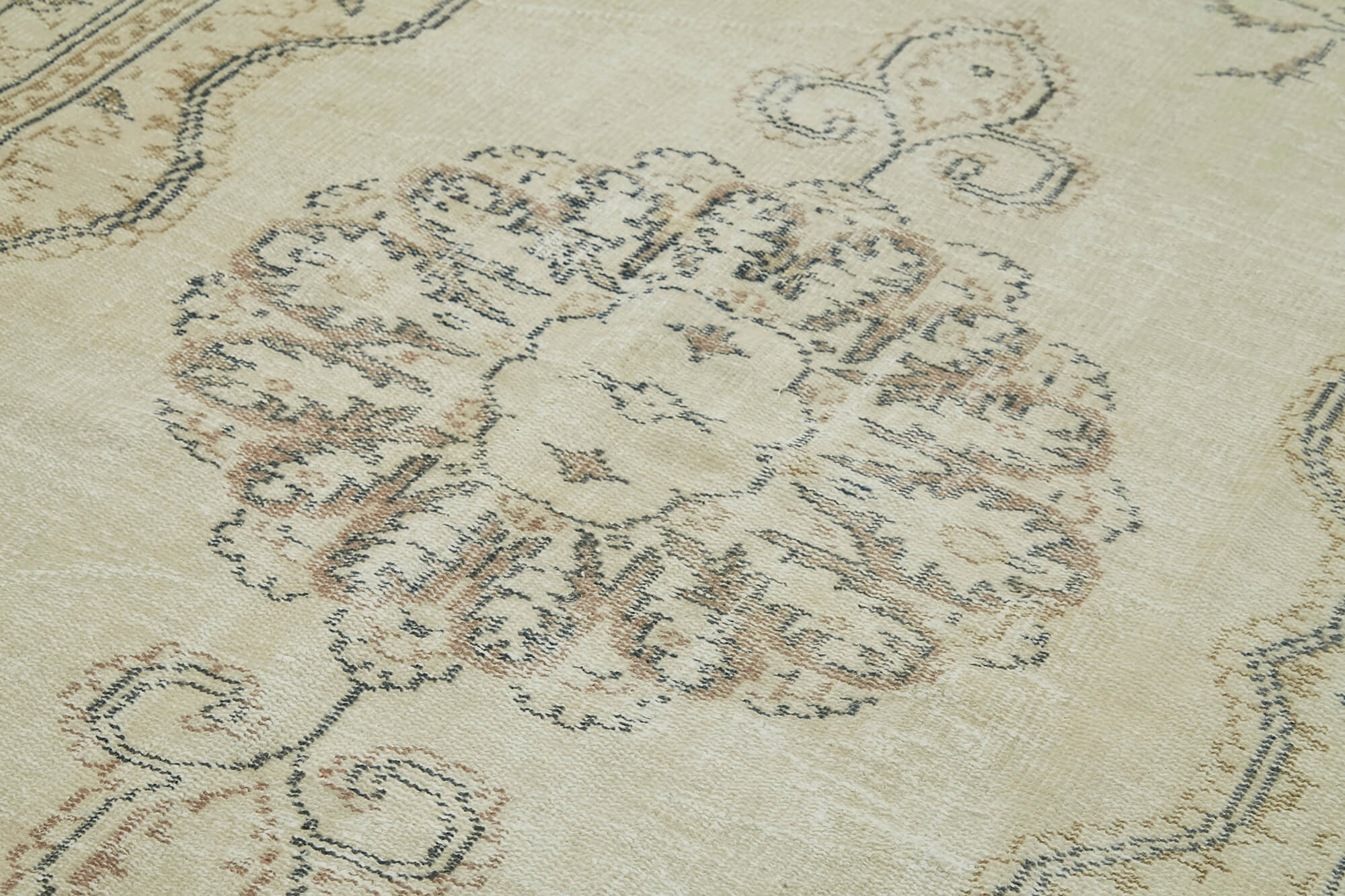 Handmade Wool Area Rug - Vintage Cotton Rug Beige 5'7''x8'10'' Durable Soft Texture