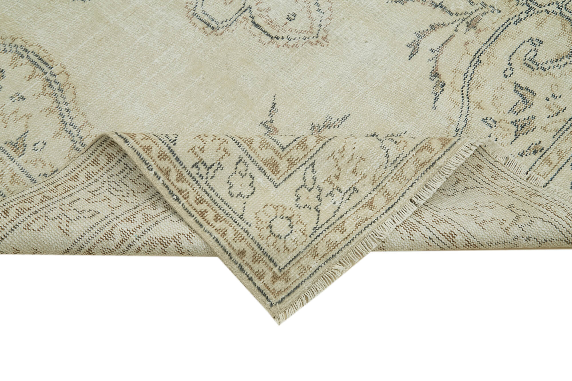 Handmade Wool Area Rug - Vintage Cotton Rug Beige 5'7''x8'10'' Durable Soft Texture