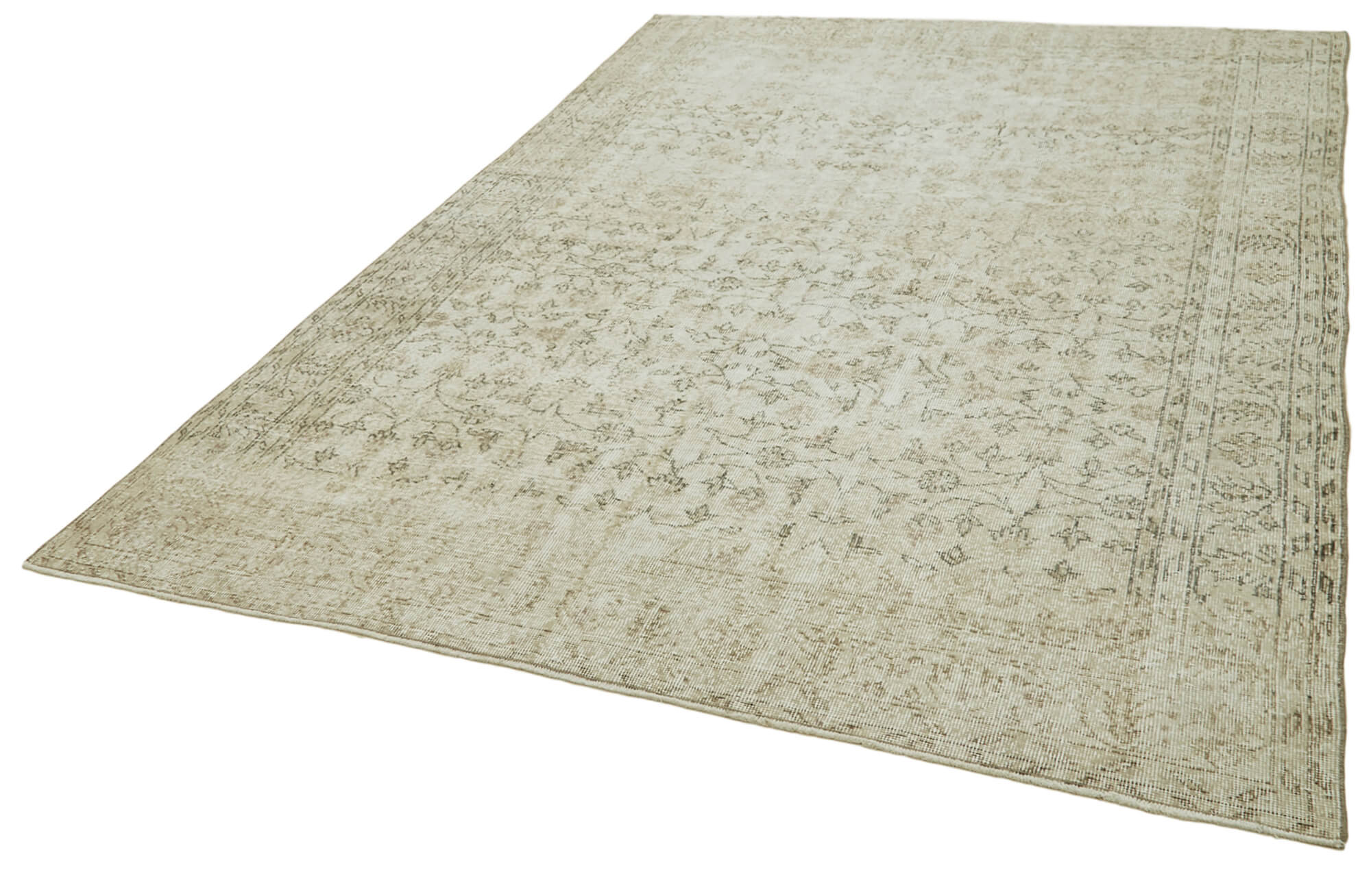 Handmade Wool Area Rug – Vintage Cotton Rug | Beige Wool Carpet, Durable Cotton Weave