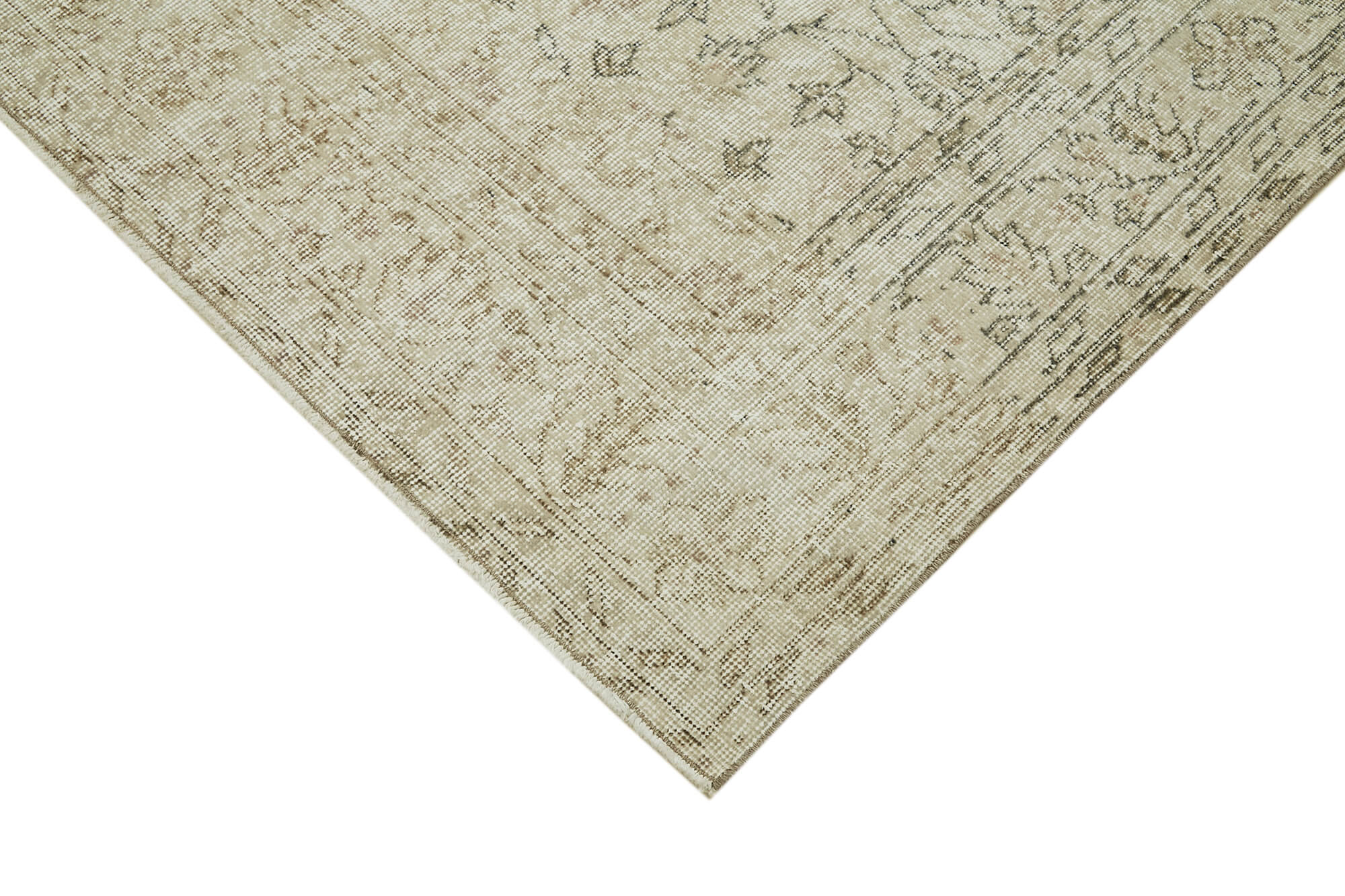 Handmade Wool Area Rug – Vintage Cotton Rug | Beige Wool Carpet, Durable Cotton Weave