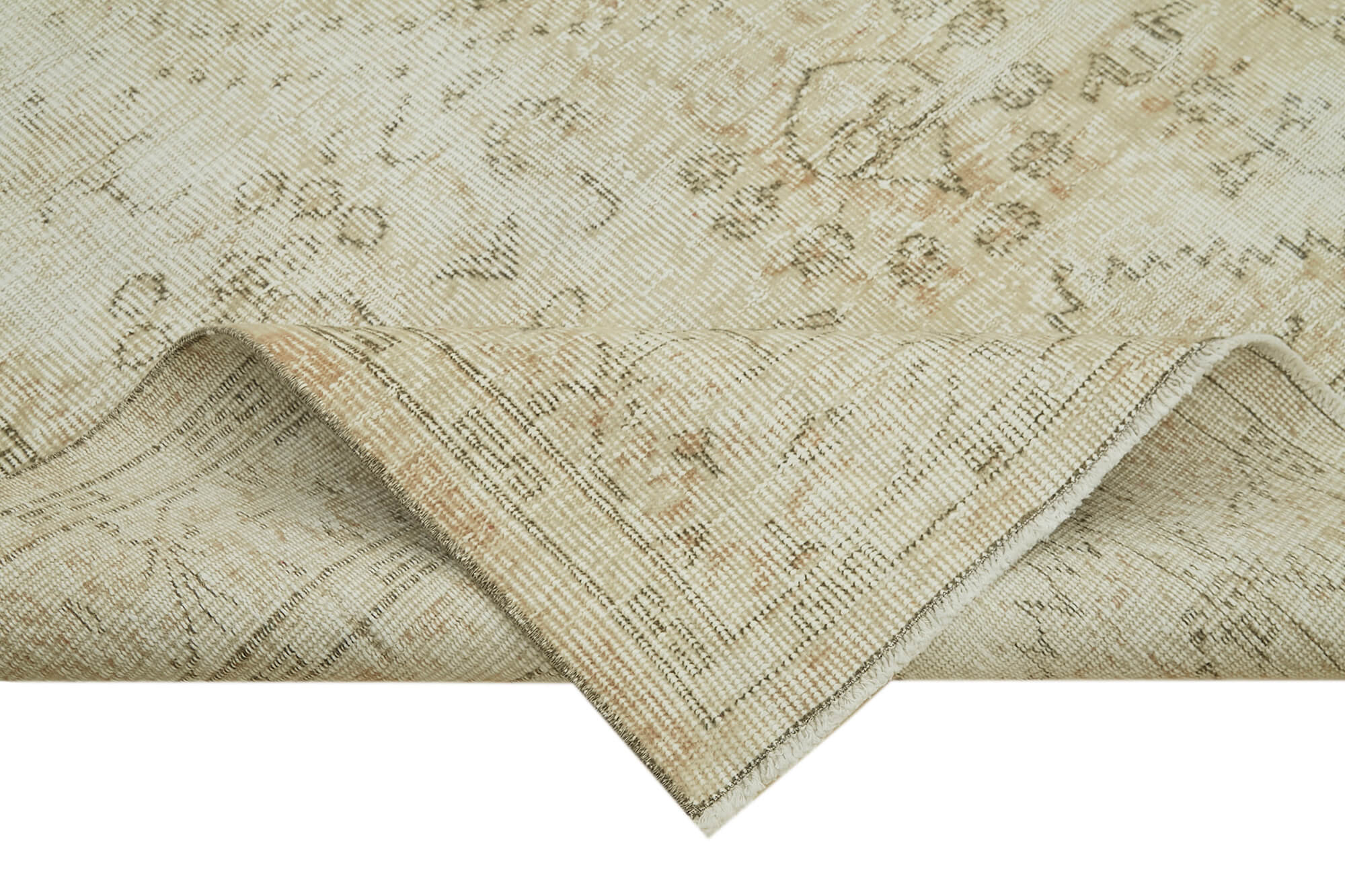 Handmade Wool Area Rug - Vintage Beige Cotton Wool Rug 5'9'' x 8'10'' | Turkish Knotted Carpet