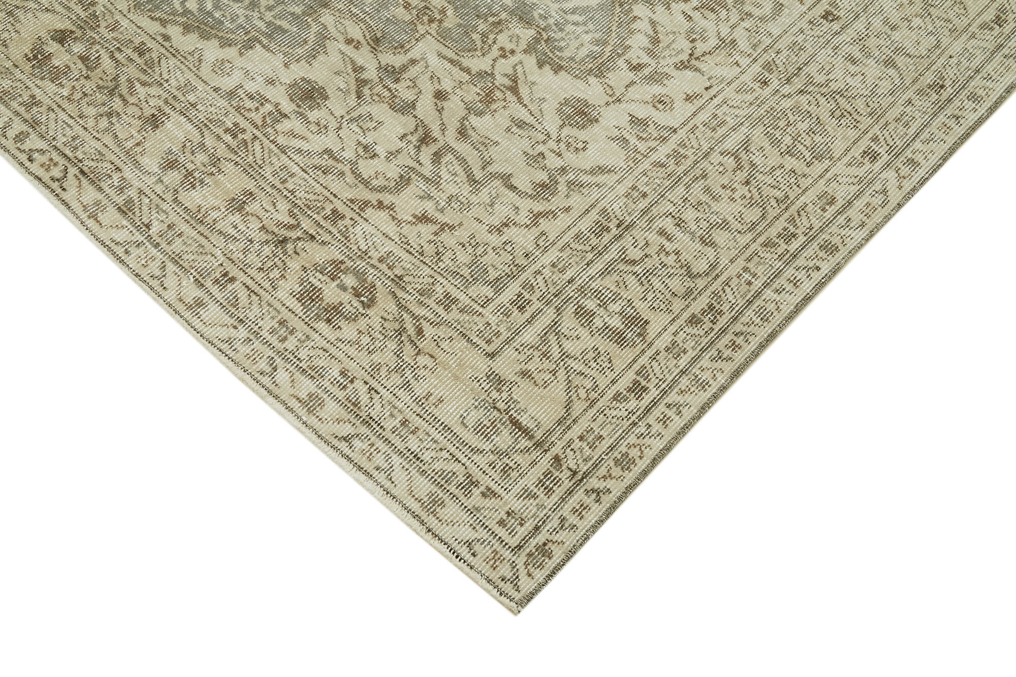 Handmade Wool Area Rug - Vintage Cotton Rug 5'8''x8'10'' | Beige Natural Fiber Carpet