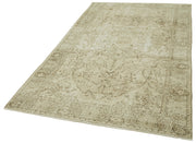 Handmade Vintage Area Rug – Neutral Beige Wool & Cotton Weave 5'1''x8'6''