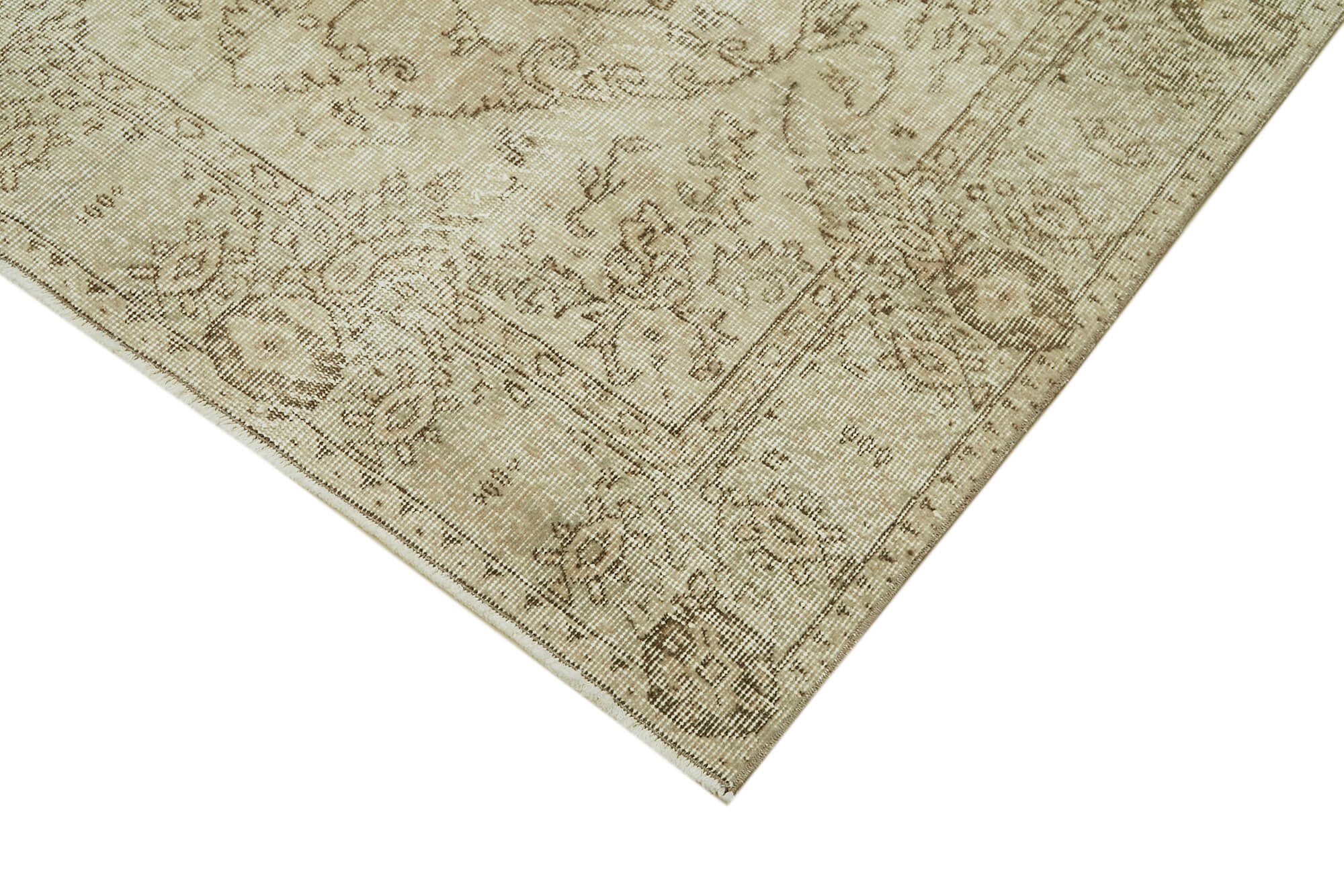 Handmade Vintage Area Rug – Neutral Beige Wool & Cotton Weave 5'1''x8'6''