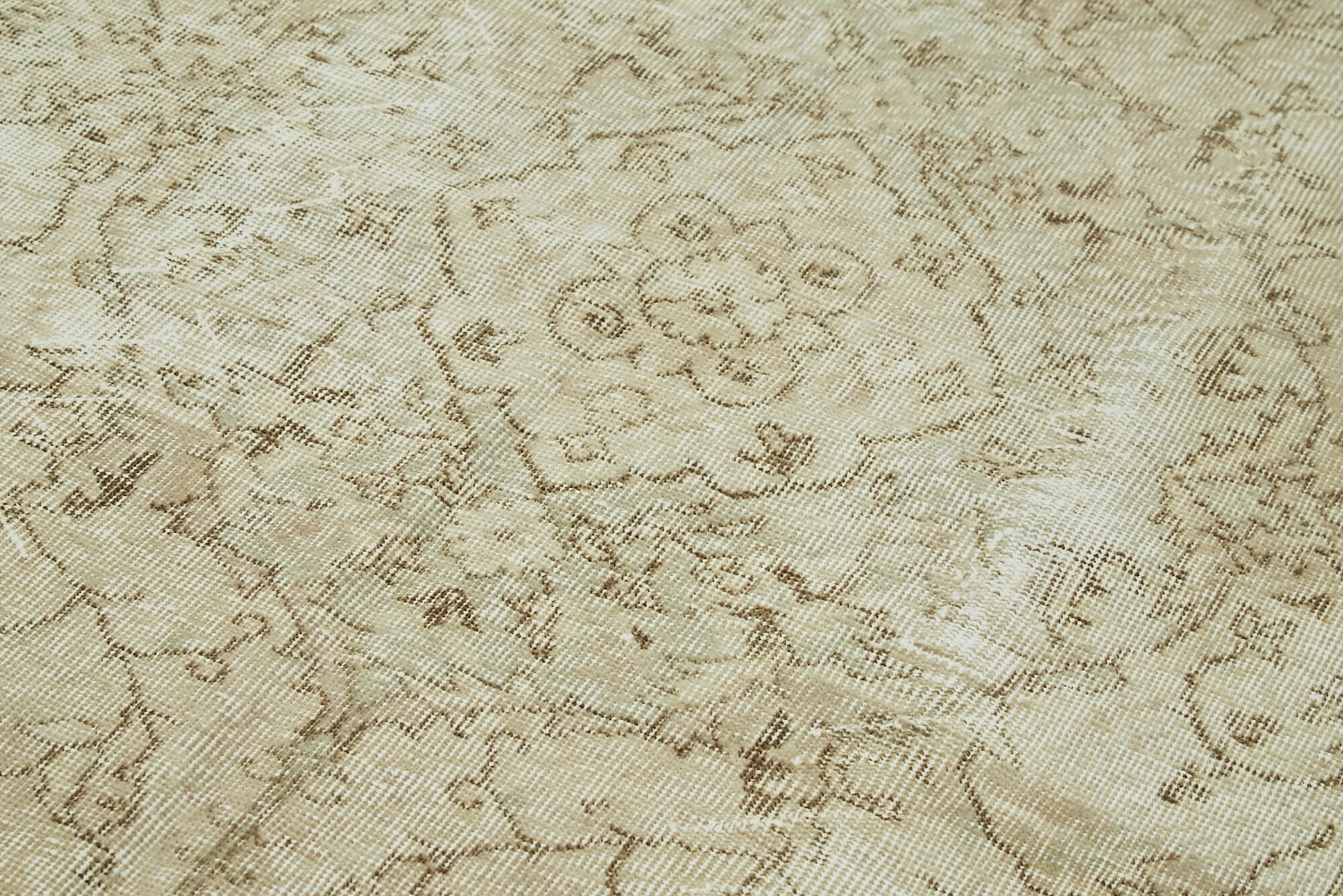 Handmade Vintage Area Rug – Neutral Beige Wool & Cotton Weave 5'1''x8'6''