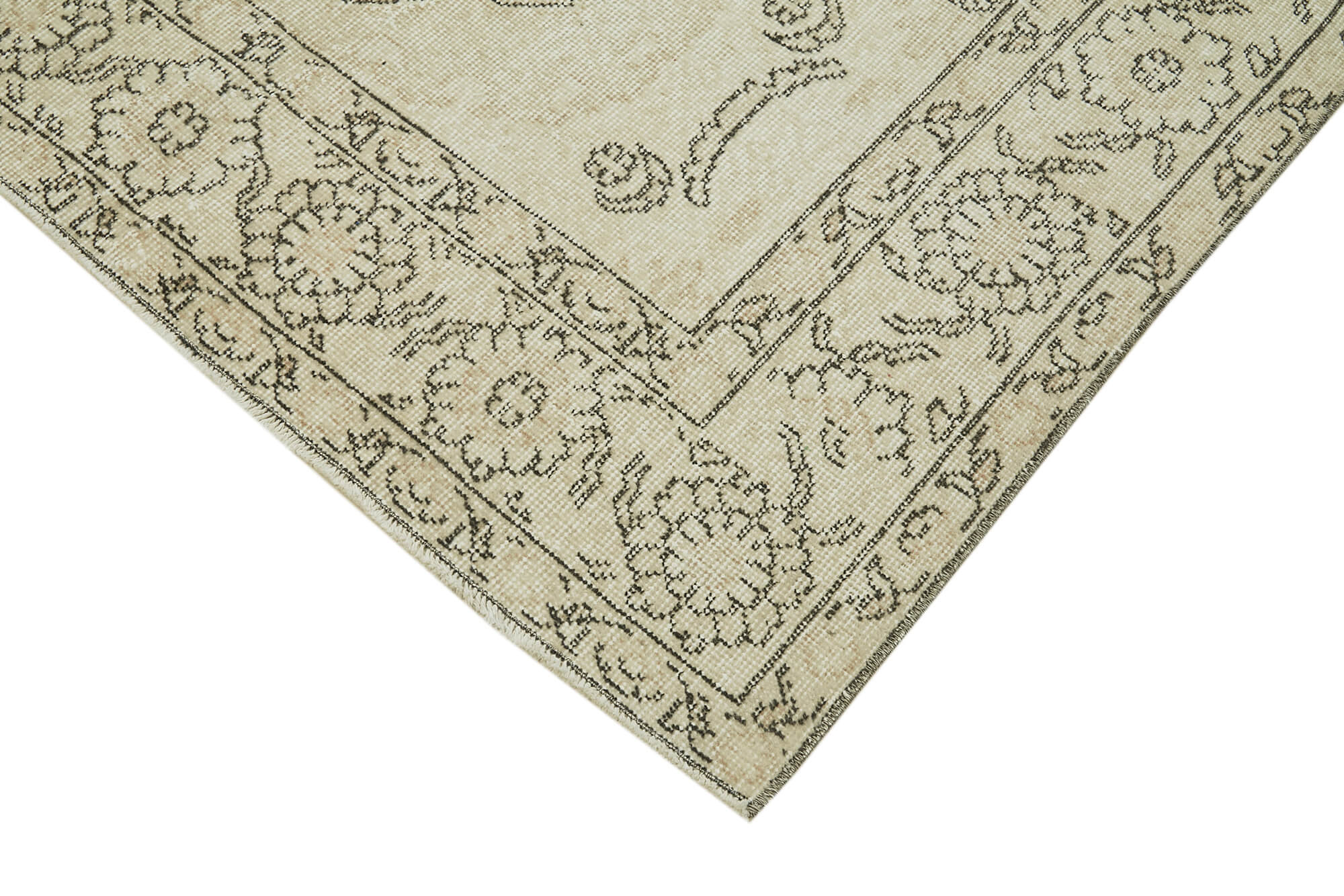 Handmade Wool Area Rug – Vintage Cotton Rug Beige Wool Carpet 4'3''x7'8''