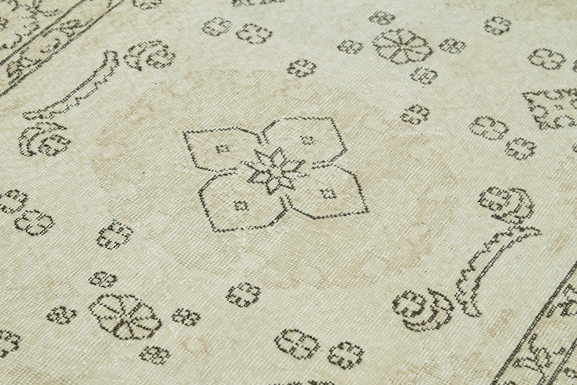 Handmade Wool Area Rug – Vintage Cotton Rug Beige Wool Carpet 4'3''x7'8''