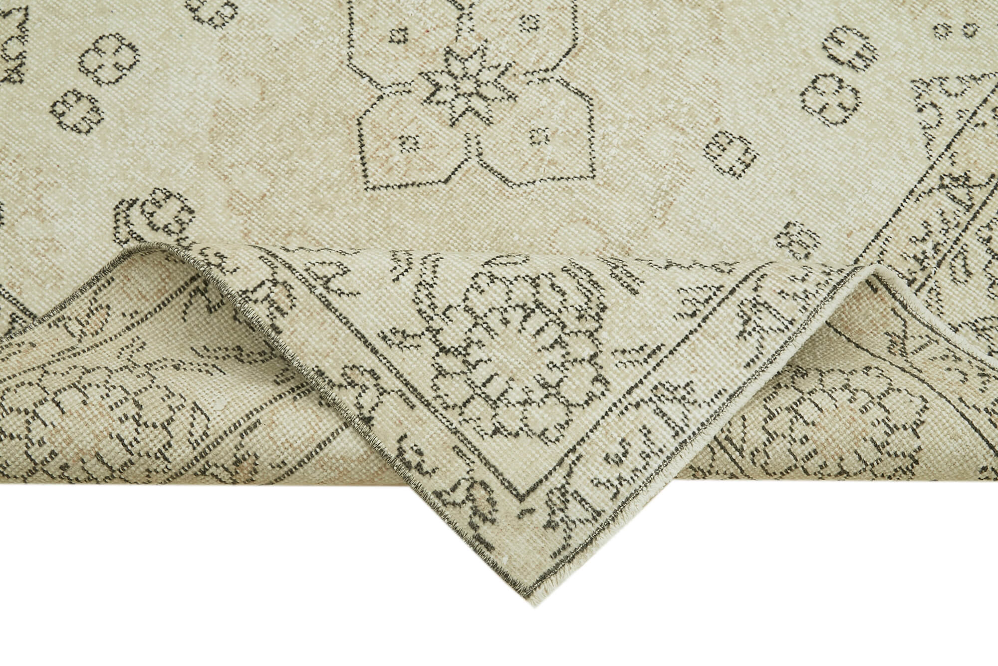 Handmade Wool Area Rug – Vintage Cotton Rug Beige Wool Carpet 4'3''x7'8''