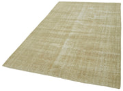 Handmade Vintage Area Rug – Beige Wool Carpet, Cotton Blend, 5'1''x8'3''