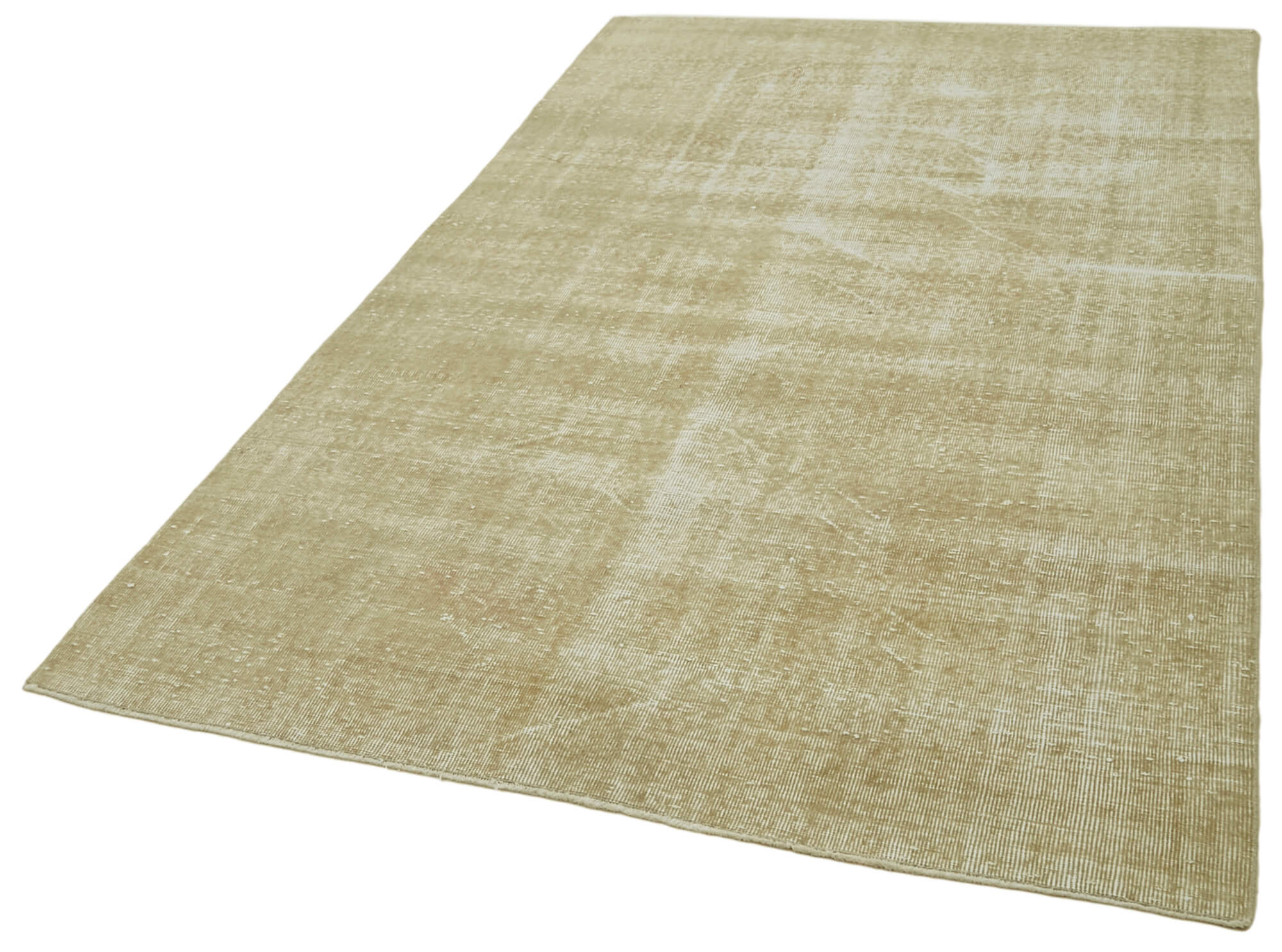 Handmade Vintage Area Rug – Beige Wool Carpet, Cotton Blend, 5'1''x8'3''