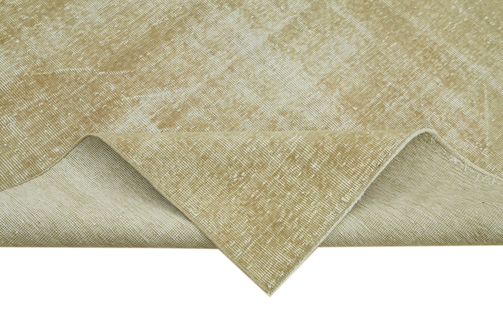 Handmade Vintage Area Rug – Beige Wool Carpet, Cotton Blend, 5'1''x8'3''