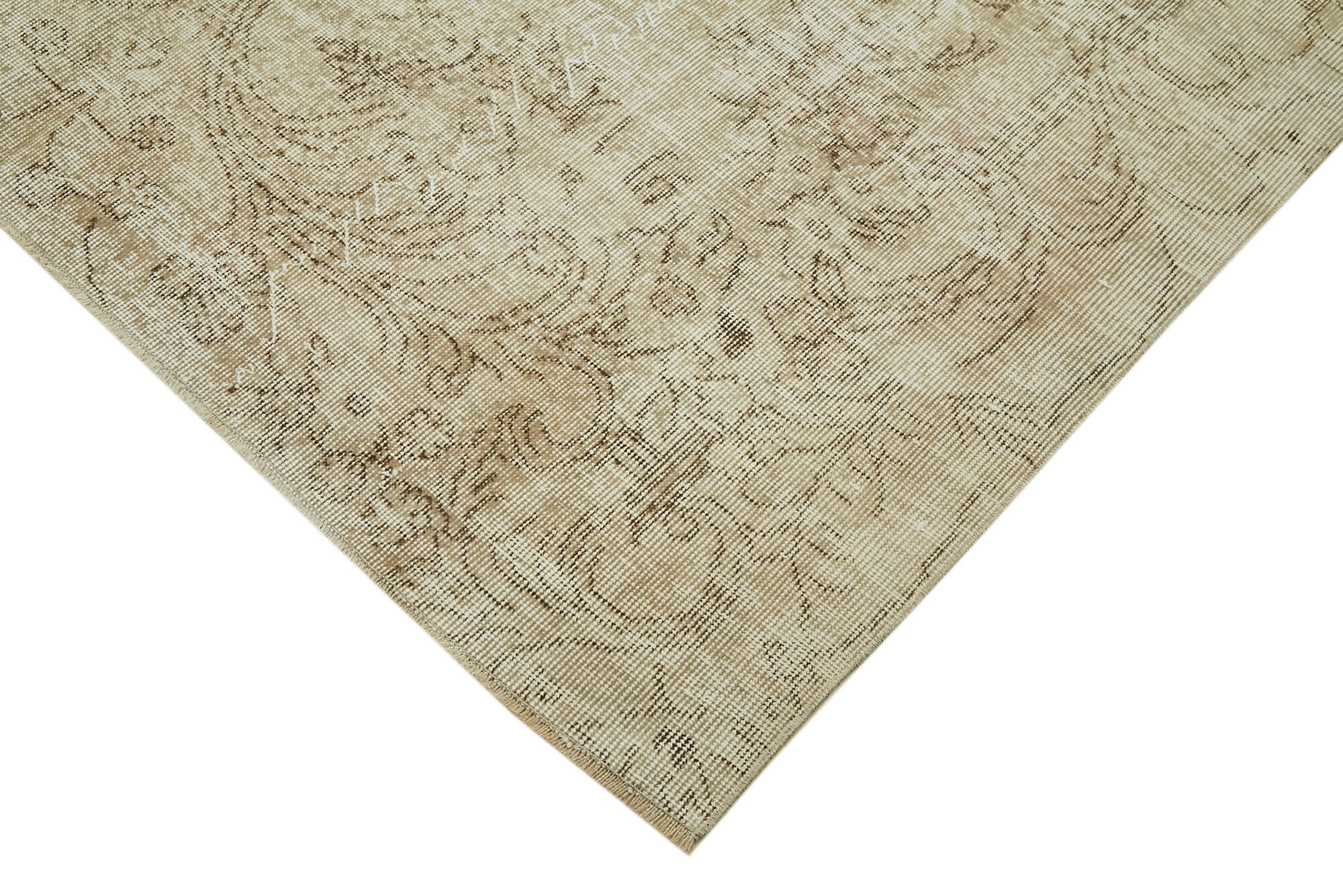 Handmade Wool Area Rug – Vintage Cotton Rug 6'0''x10'1'' | Neutral Beige, Durable Cotton Weave