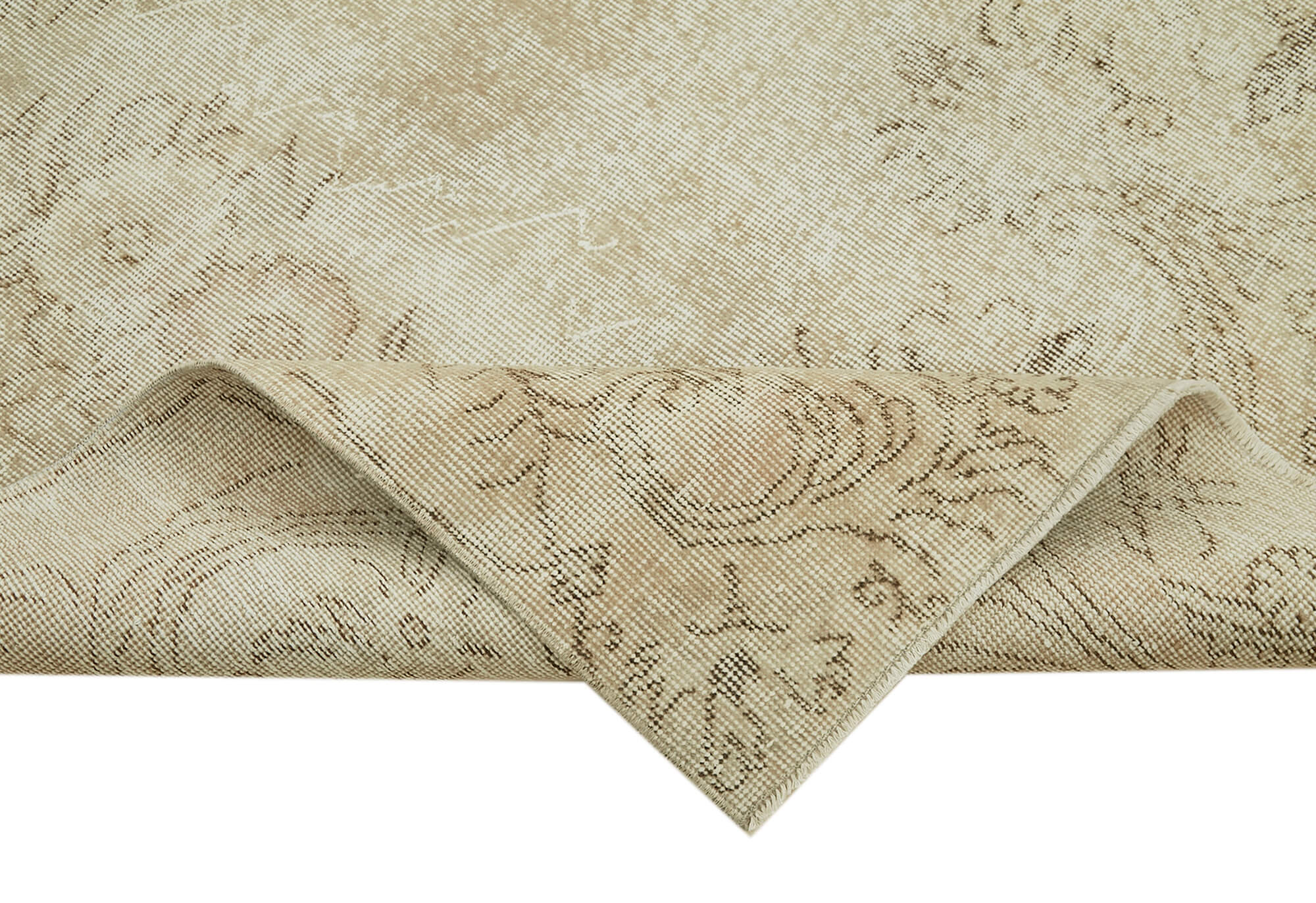 Handmade Wool Area Rug – Vintage Cotton Rug 6'0''x10'1'' | Neutral Beige, Durable Cotton Weave