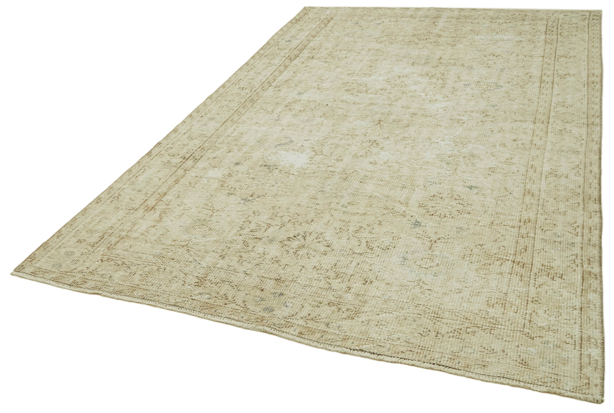 Vintage Cotton Wool Rug – Handmade Area Rug 6'0'' x 9'7'' Beige Woven Carpet