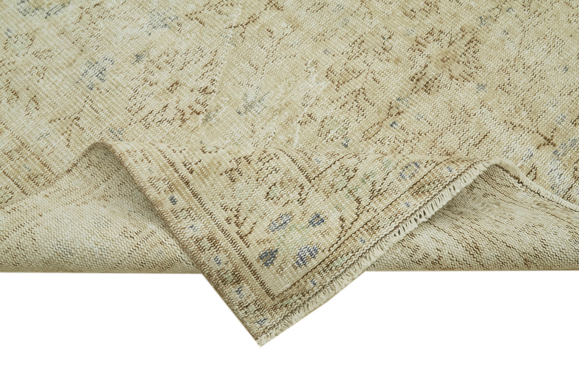 Vintage Cotton Wool Rug – Handmade Area Rug 6'0'' x 9'7'' Beige Woven Carpet