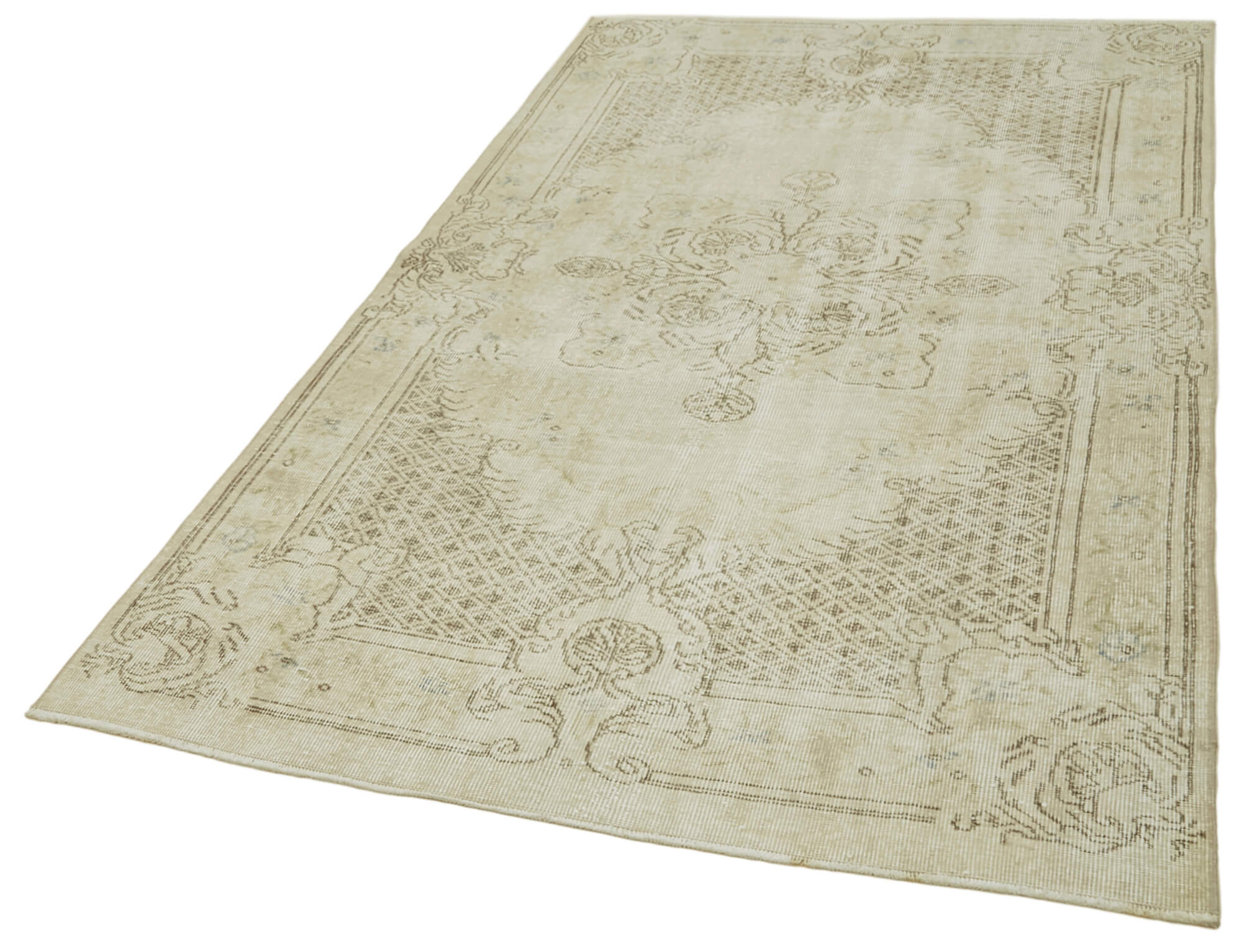 Handmade Wool Area Rug – Vintage Cotton Rug Beige 4'8''x7'11'' Durable Classic Woven Mat
