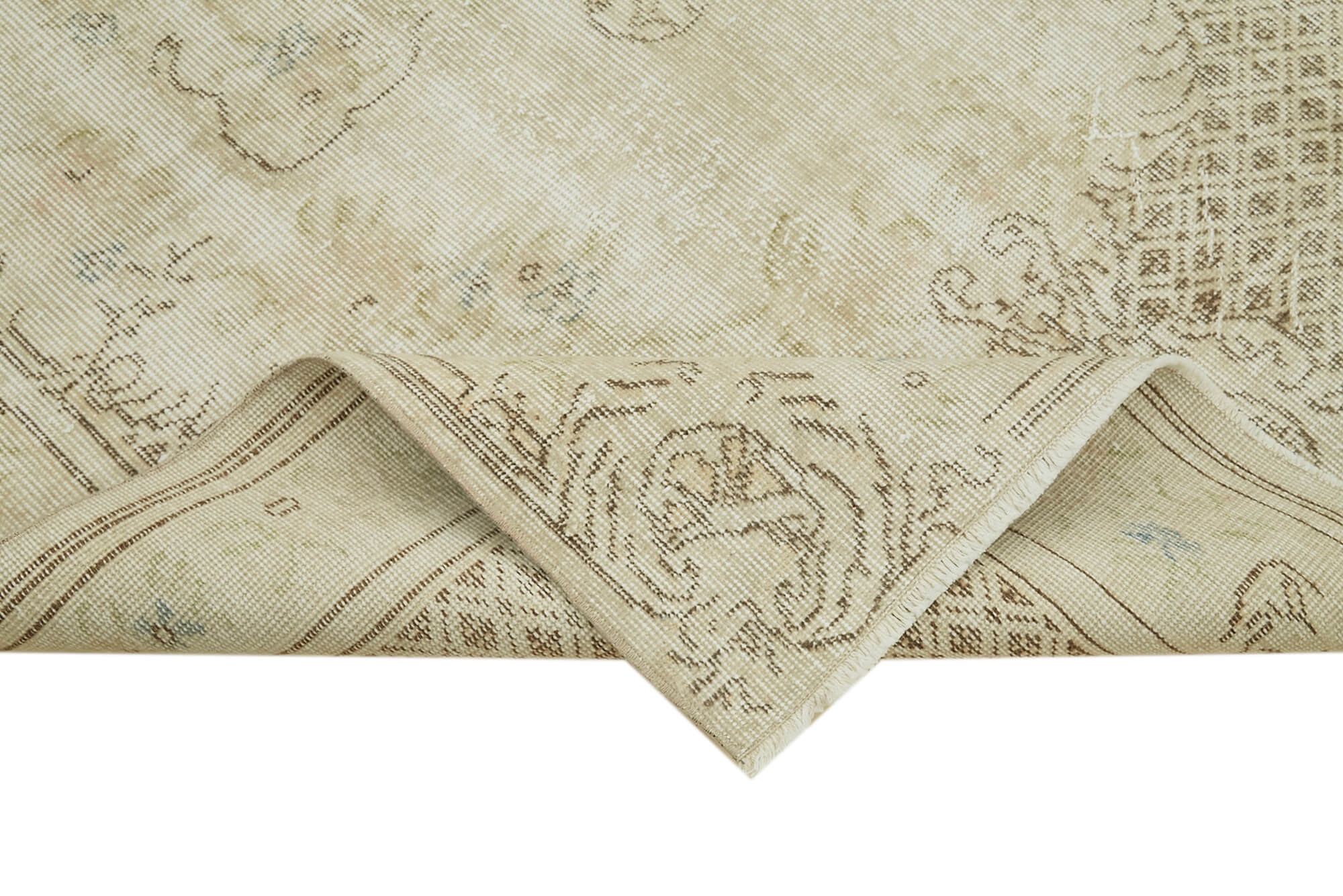Handmade Wool Area Rug – Vintage Cotton Rug Beige 4'8''x7'11'' Durable Classic Woven Mat