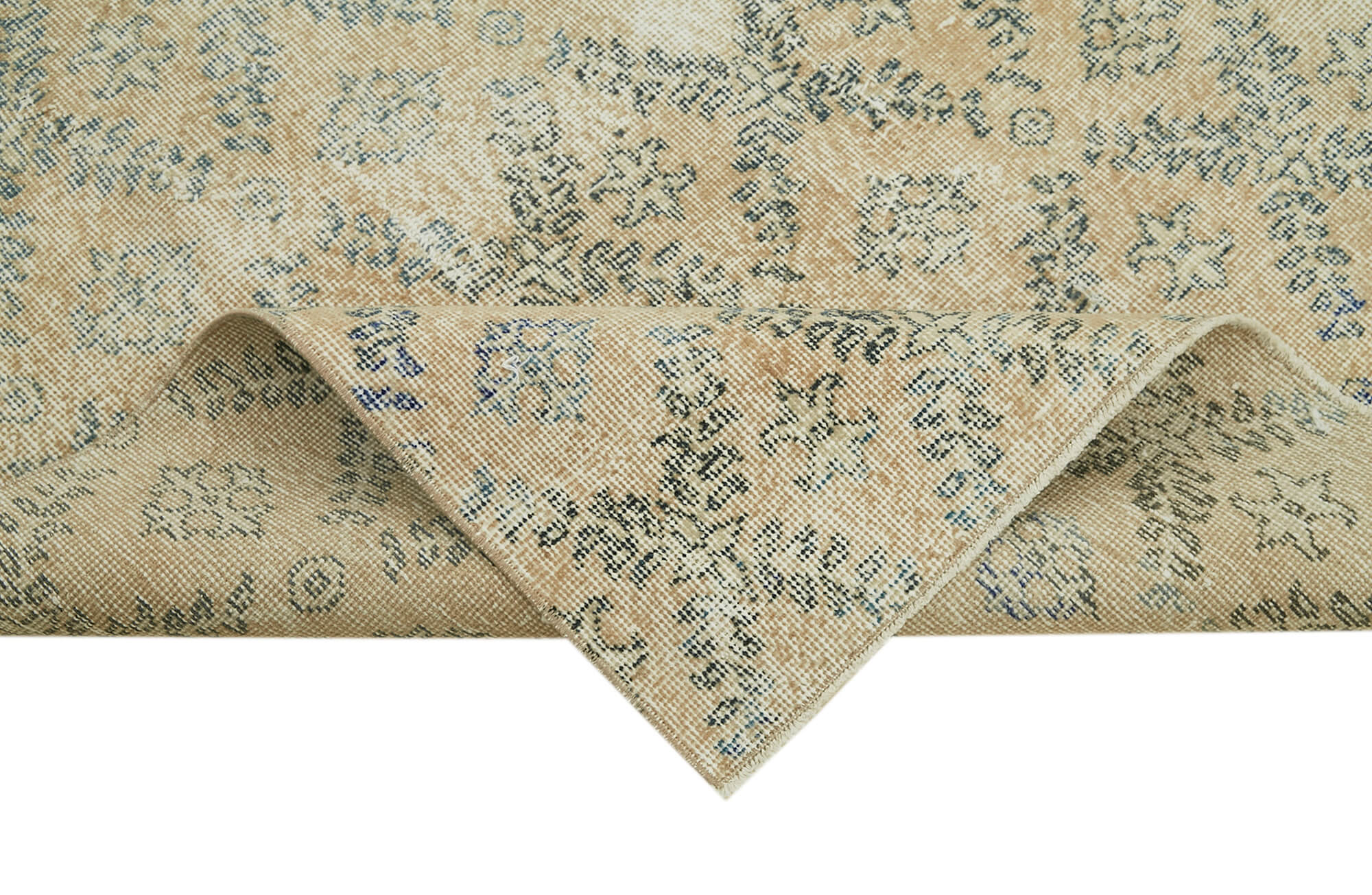 Handmade Wool Area Rug – Vintage Cotton Rug | Neutral Beige Durable Carpet 4'10''x7'11''