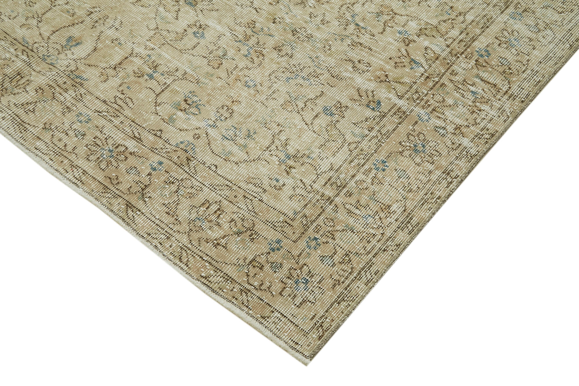 Handmade Wool Area Rug – Vintage Cotton Rug, Beige Wool Carpet 5'9''x9'7''