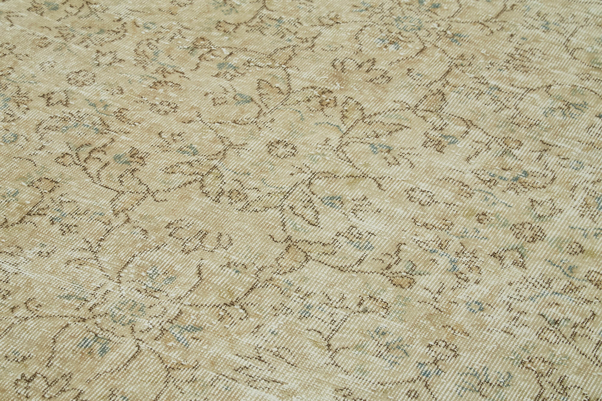 Handmade Wool Area Rug – Vintage Cotton Rug, Beige Wool Carpet 5'9''x9'7''