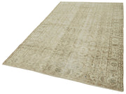 Handmade Vintage Area Rug – Beige Cotton Wool Rug 5'7'' x 9'1'' Classic Turkish Carpet
