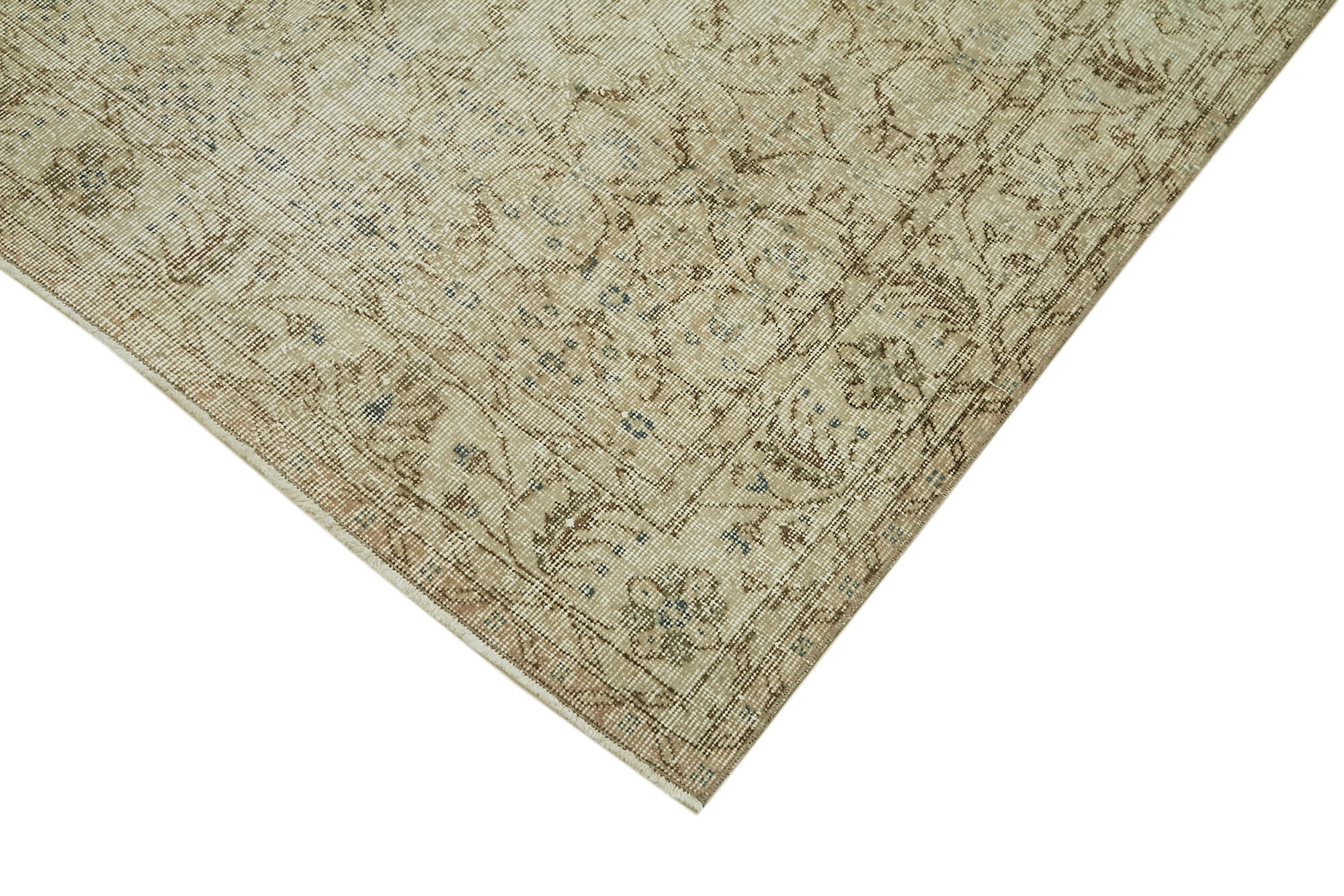 Handmade Vintage Area Rug – Beige Cotton Wool Rug 5'7'' x 9'1'' Classic Turkish Carpet