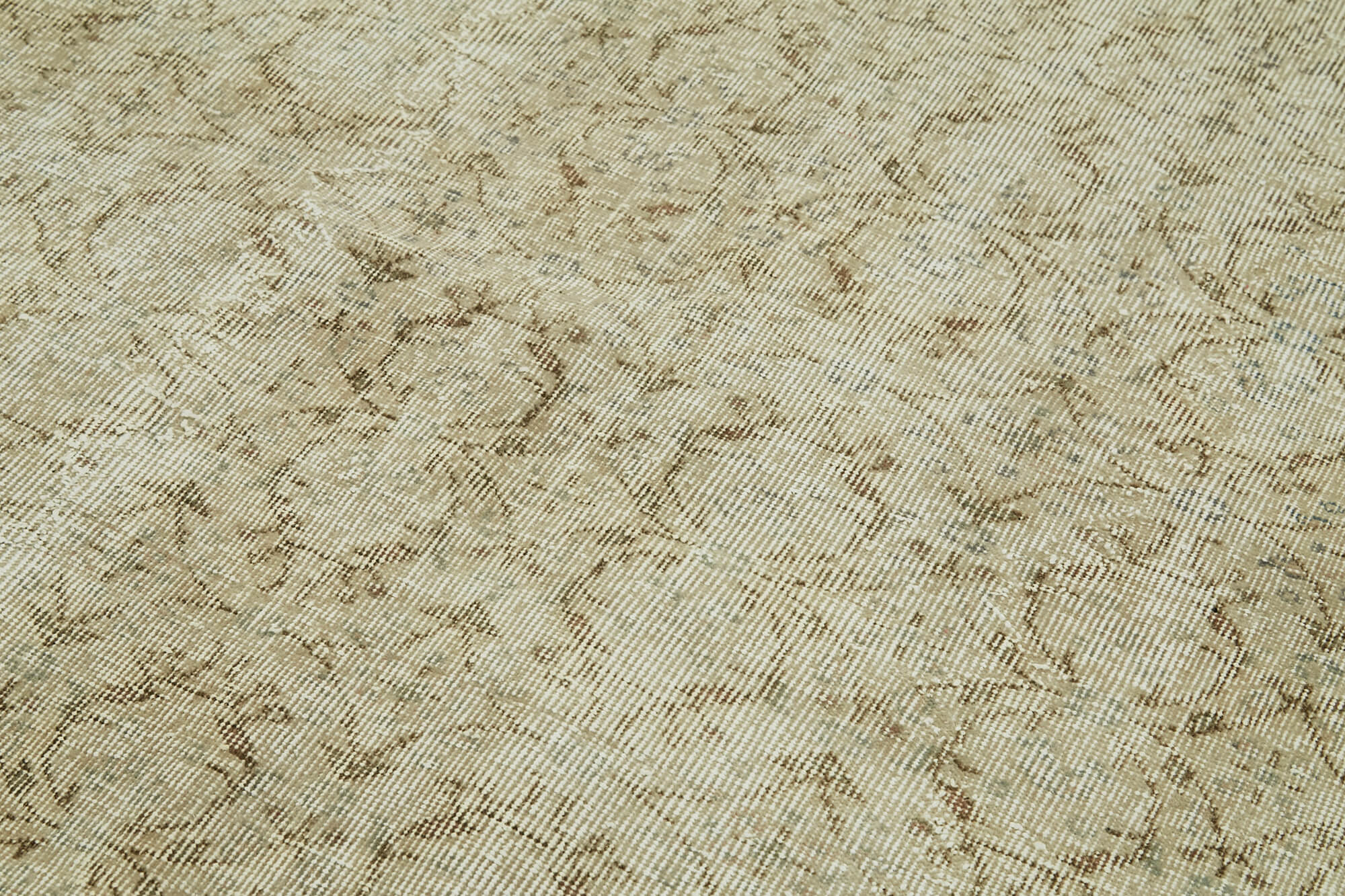 Handmade Vintage Area Rug – Beige Cotton Wool Rug 5'7'' x 9'1'' Classic Turkish Carpet