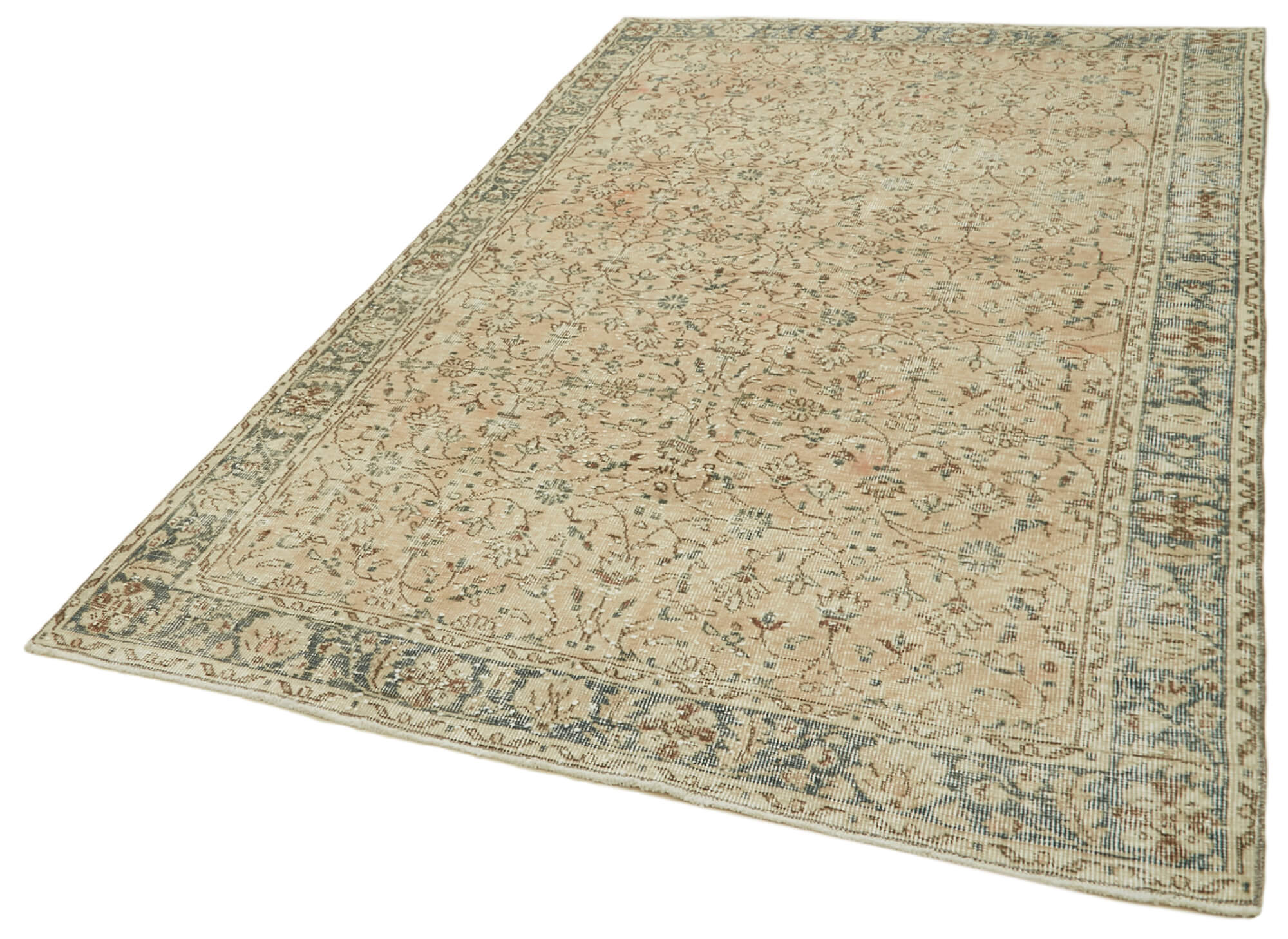 Handmade Wool Area Rug | Turkish Hand Knotted Carpet – Classic Beige Cotton Rug