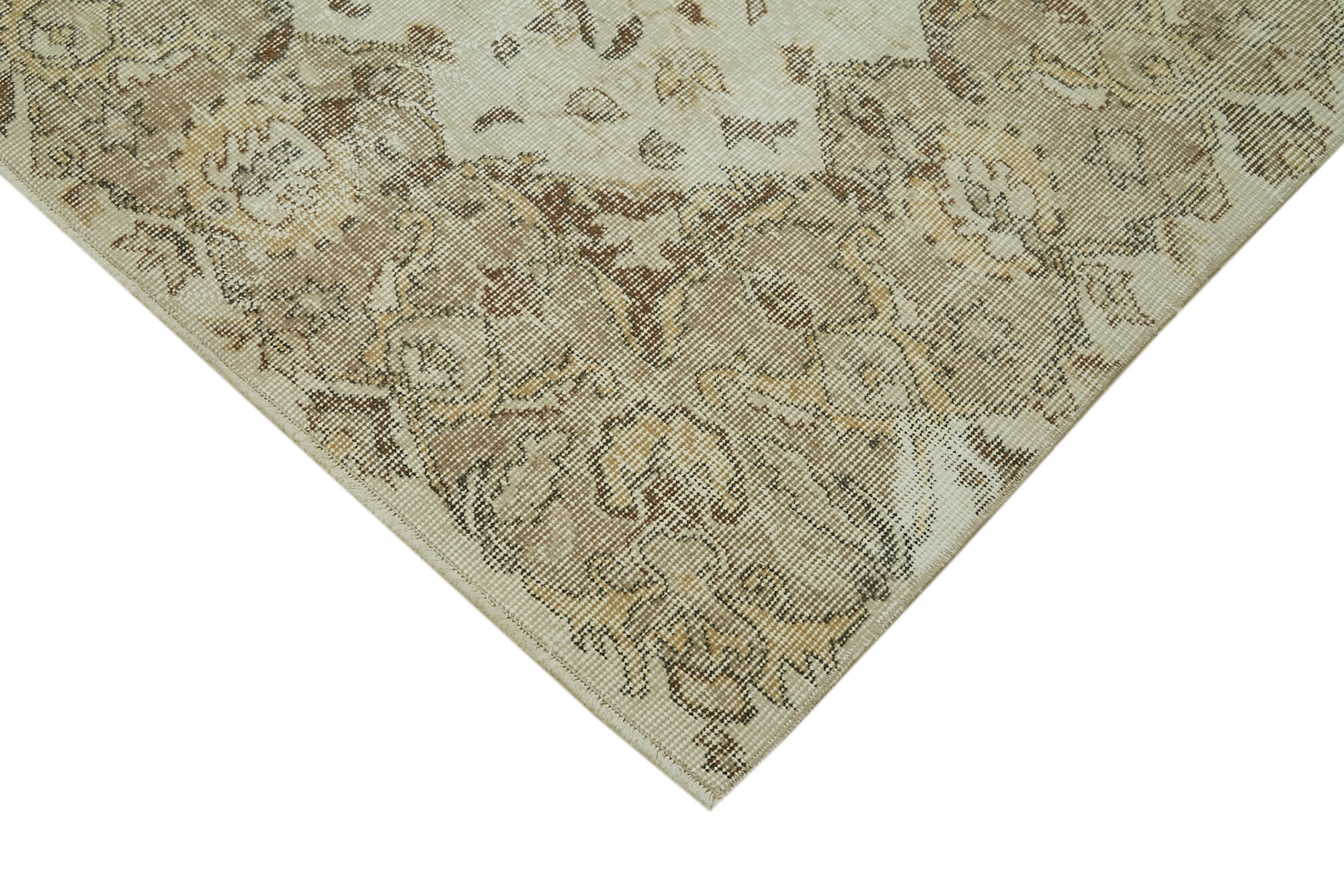 Handmade Wool Area Rug – Vintage Cotton Rug 5'8'' x 8'10'' Beige Wool Carpet