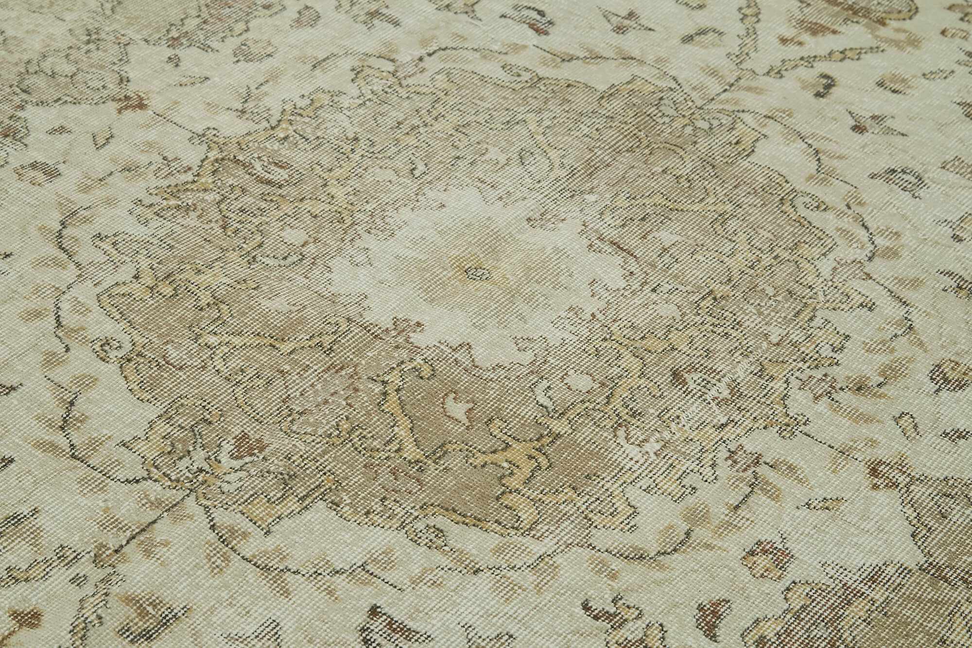 Handmade Wool Area Rug – Vintage Cotton Rug 5'8'' x 8'10'' Beige Wool Carpet