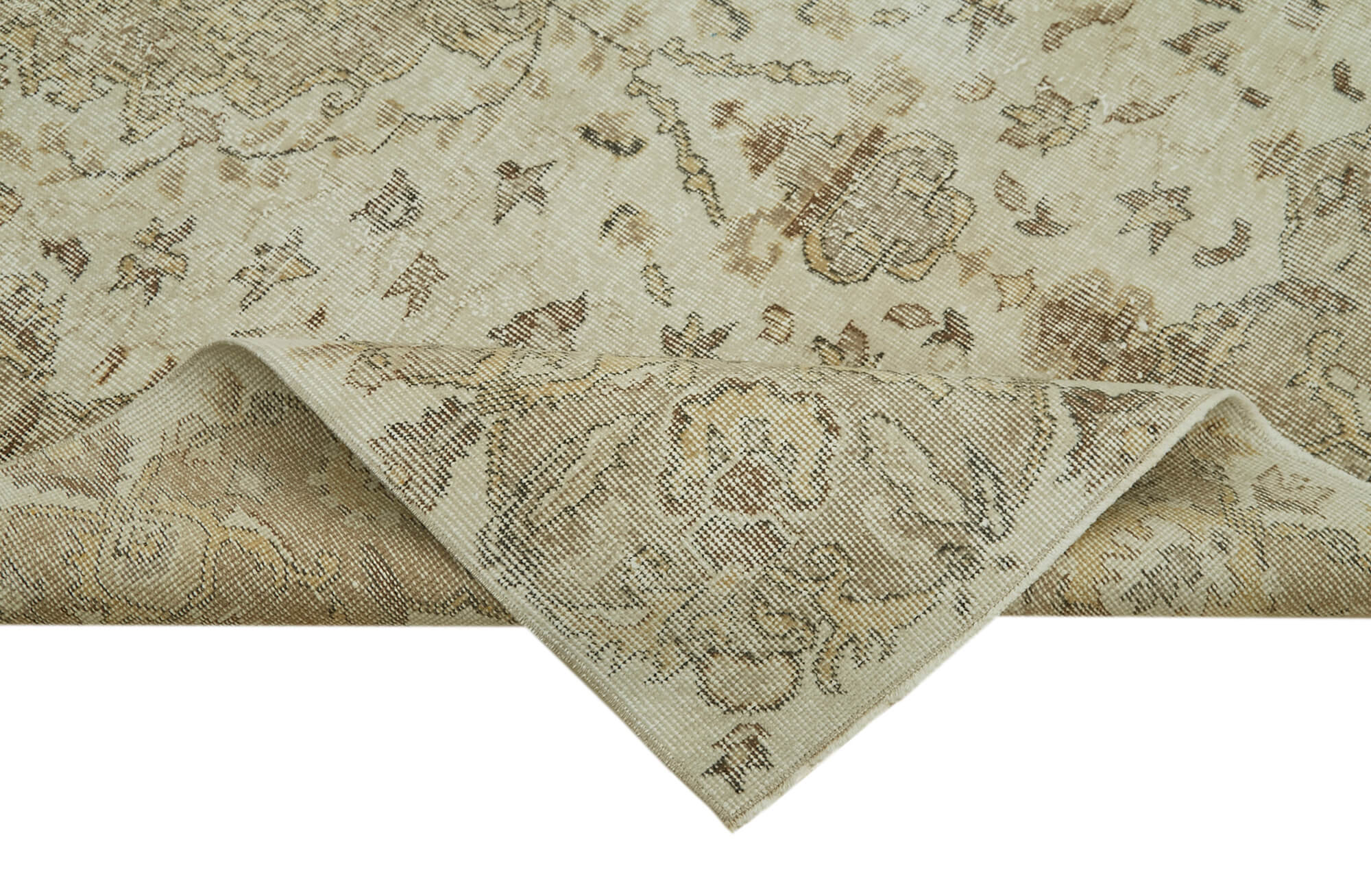 Handmade Wool Area Rug – Vintage Cotton Rug 5'8'' x 8'10'' Beige Wool Carpet