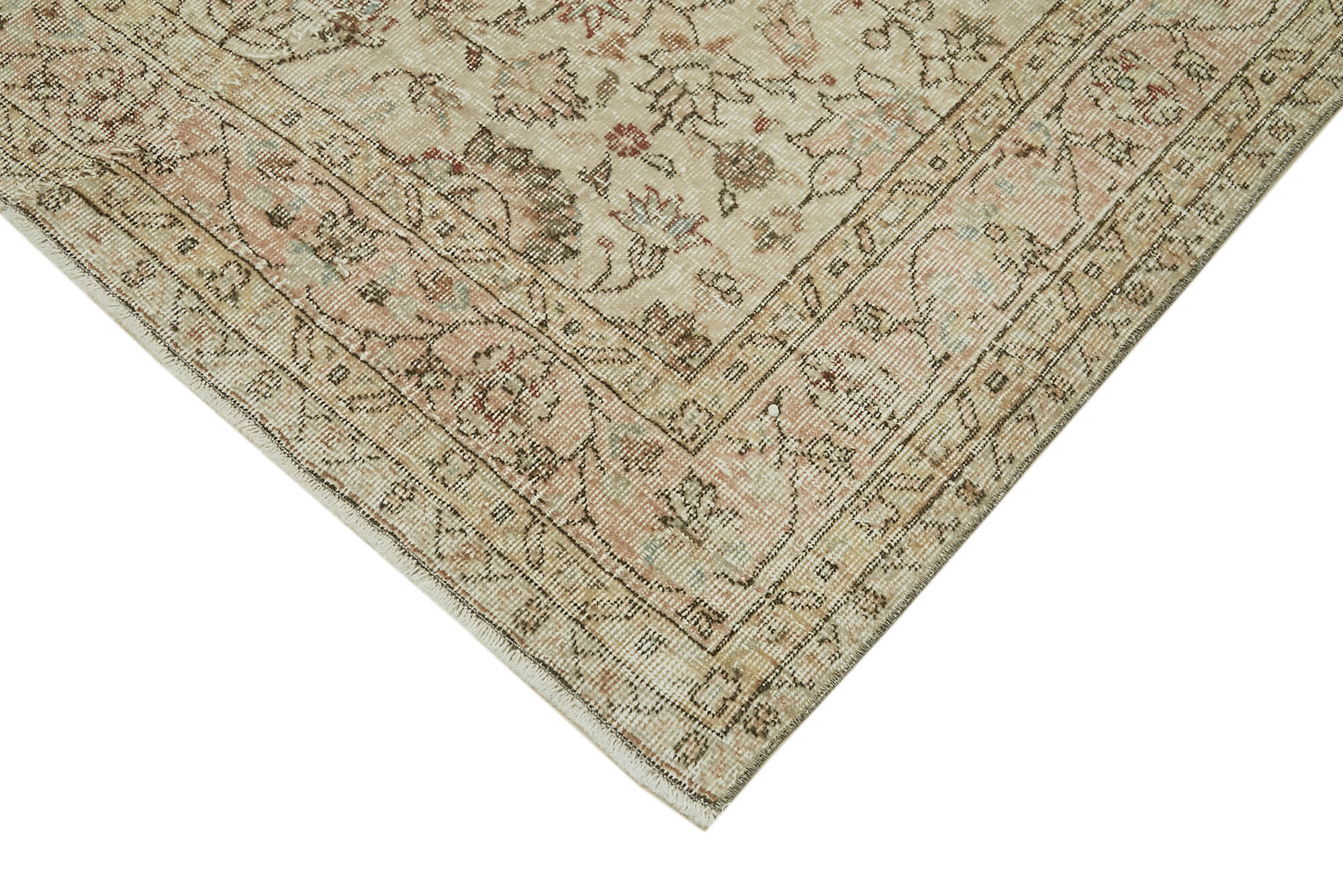 Handmade Wool Area Rug – Vintage Cotton Rug Beige Area Carpet 5'1''x9'3''
