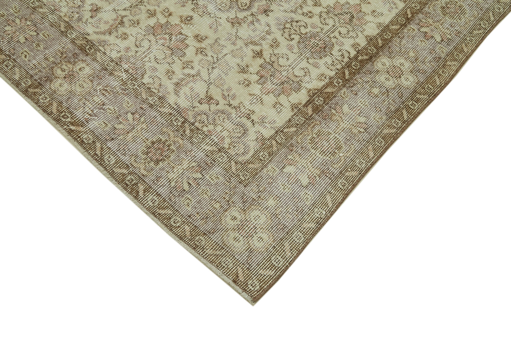 Handmade Wool Area Rug – Vintage Cotton Rug 5'10'' x 9'5'' Beige Turkish Carpet