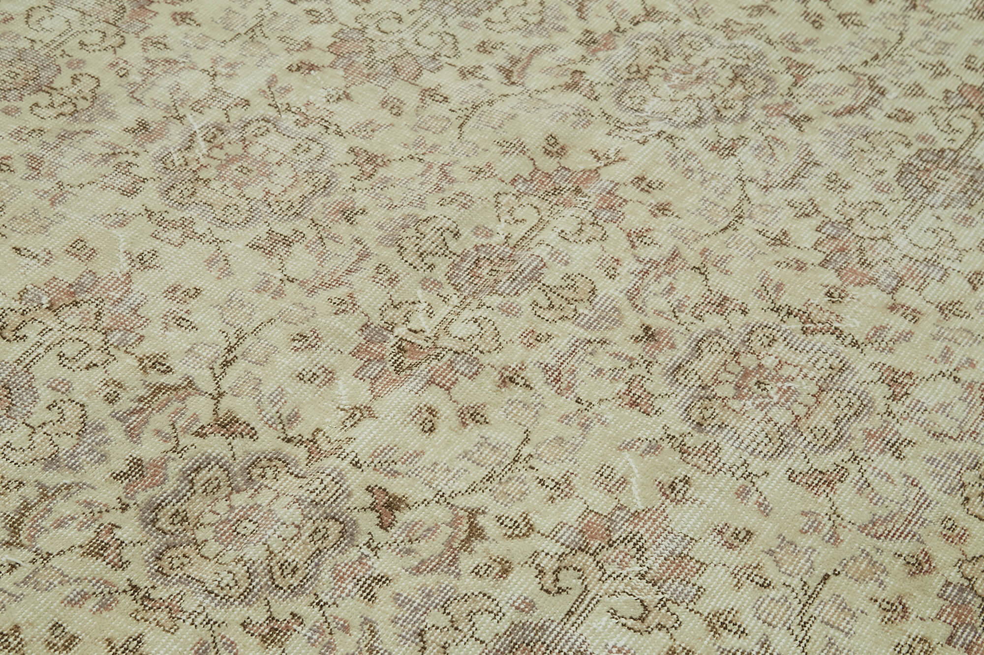 Handmade Wool Area Rug – Vintage Cotton Rug 5'10'' x 9'5'' Beige Turkish Carpet