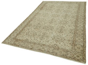 Handmade Wool Area Rug - Vintage Cotton Rug, Beige Turkish Wool Carpet 5'6''x9'1''