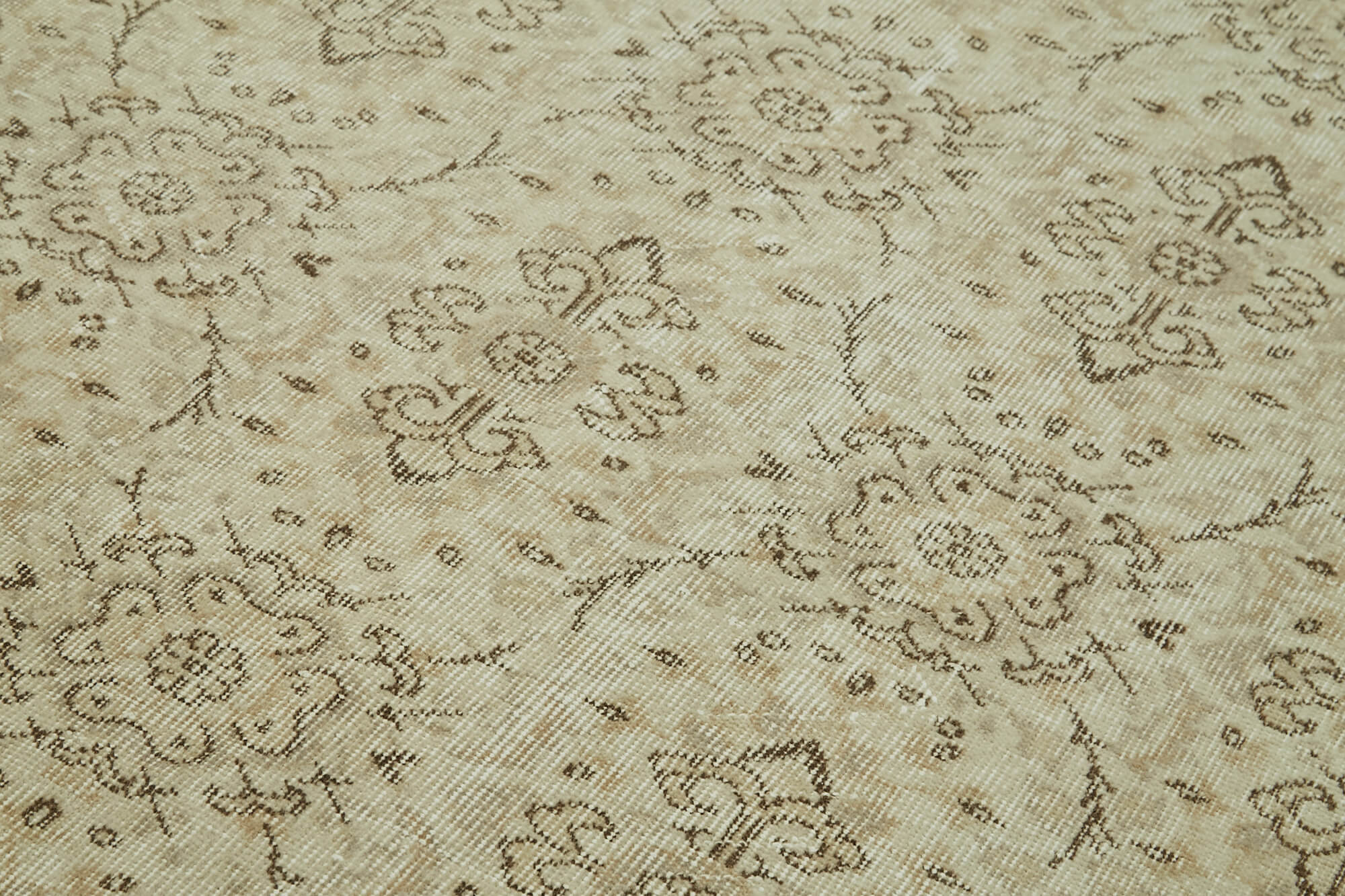 Handmade Wool Area Rug - Vintage Cotton Rug, Beige Turkish Wool Carpet 5'6''x9'1''