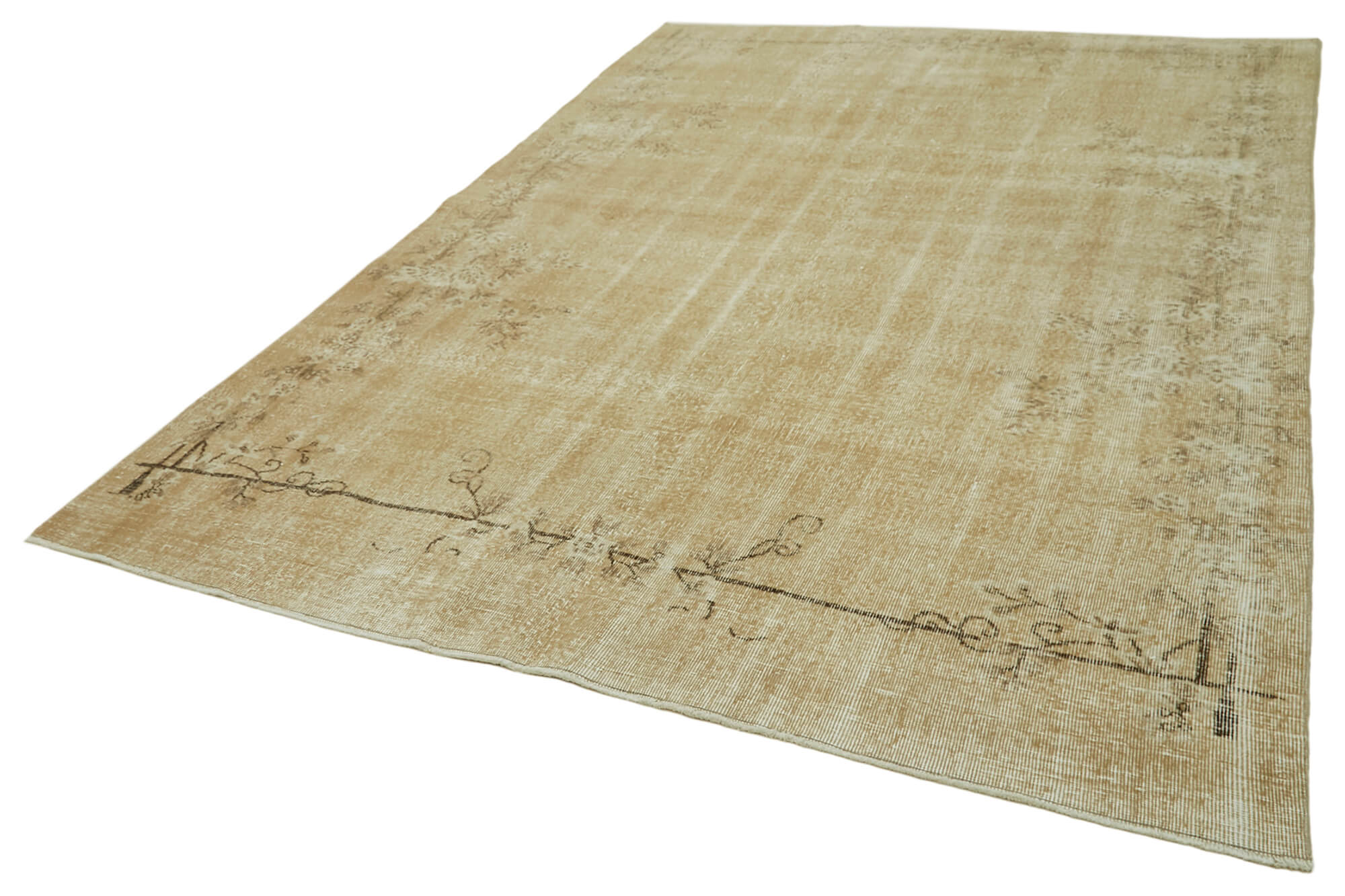 Handmade Area Rug | Vintage Cotton Wool Blend | Neutral Beige, Soft Texture 6'9''x10'