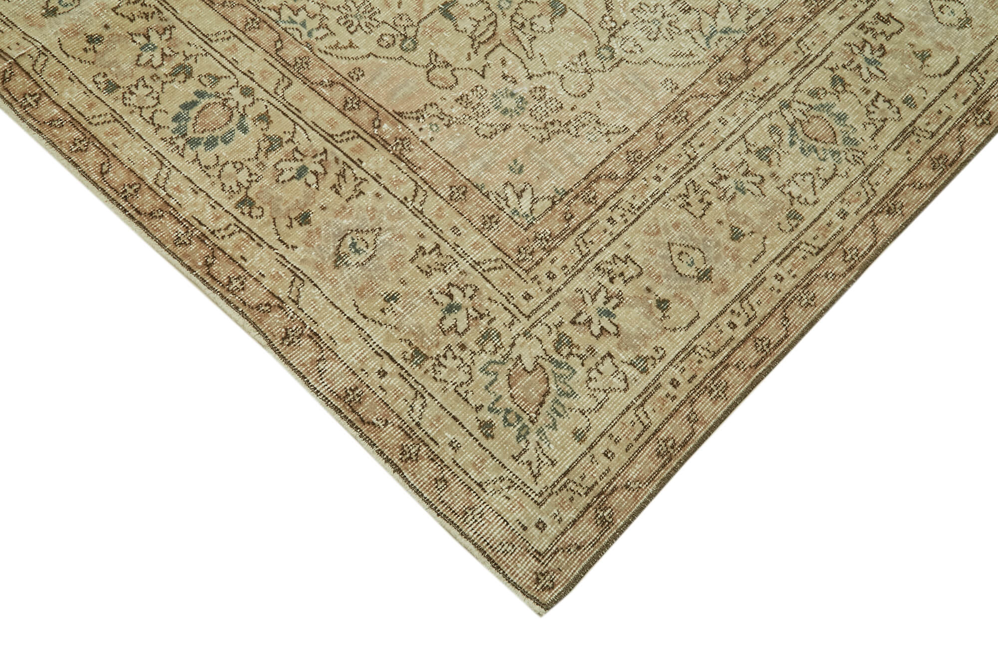 Handmade Wool Area Rug - Vintage Cotton Rug Beige 6'8'' x 10'0'' Classic Decorative Carpet