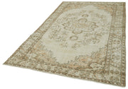 Handmade Wool Area Rug – Vintage Cotton Rug, Beige Area Carpet 5'10''x9'4''