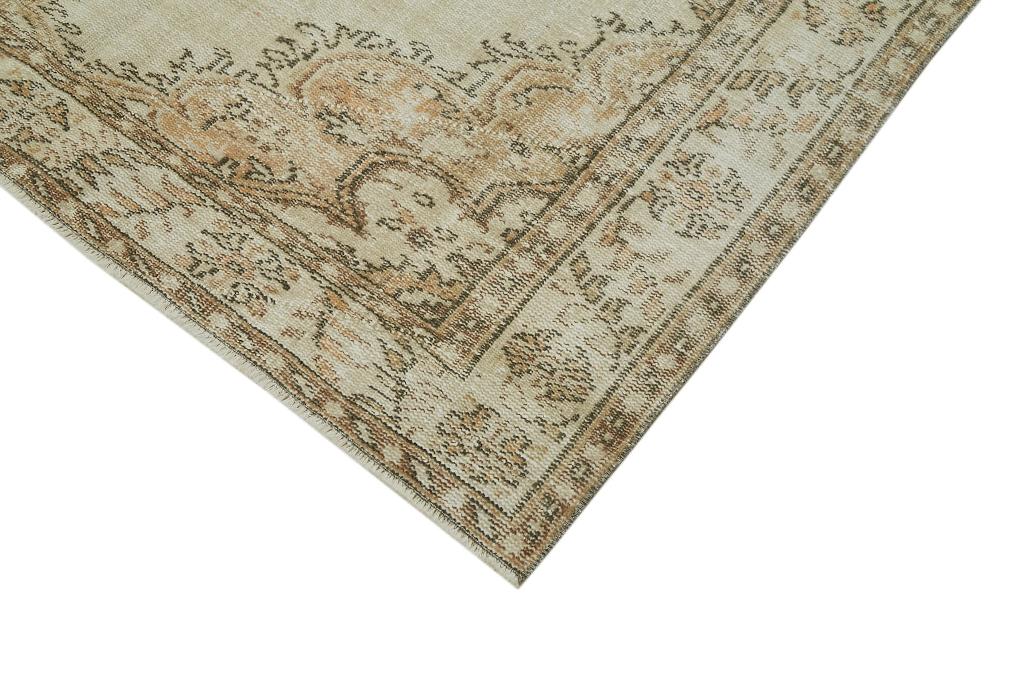 Handmade Wool Area Rug – Vintage Cotton Rug, Beige Area Carpet 5'10''x9'4''