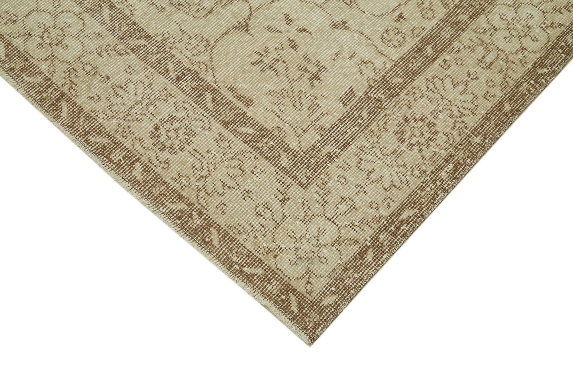 Handmade Vintage Area Rug – Neutral Beige Cotton Wool Blend, Turkish Hand Knotted 5'10''x10'2''