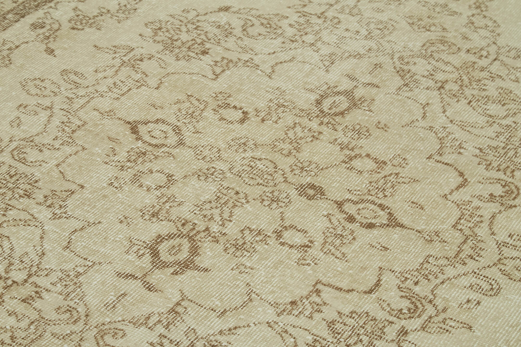 Handmade Vintage Area Rug – Neutral Beige Cotton Wool Blend, Turkish Hand Knotted 5'10''x10'2''