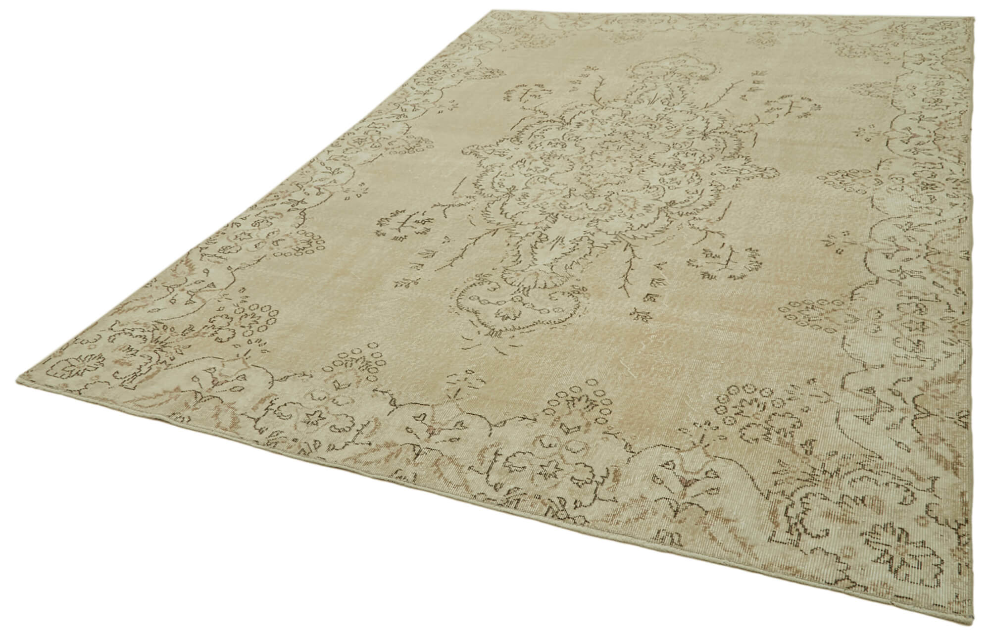 Handmade Wool Area Rug – Vintage Cotton Rug | Neutral Beige, Durable Cotton Weave