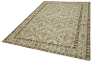 Handmade Wool Area Rug - Traditional Wool Carpet 6'2''x9'3'' Neutral Beige Turkish Handmade Rug