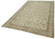 Handmade Wool Area Rug - Vintage Cotton Rug 5'7''x9'2'' | Durable Beige Carpet