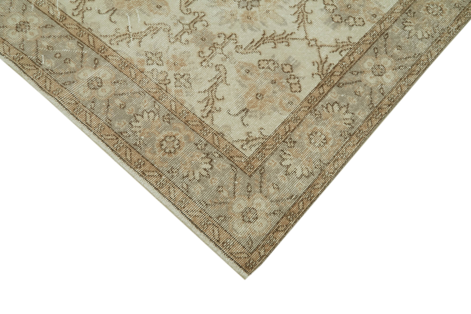 Handmade Wool Area Rug - Vintage Cotton Rug 5'7''x9'2'' | Durable Beige Carpet