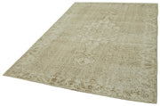 Handmade Vintage Area Rug – Beige Wool Carpet | Cotton Wool Blend Rug 5'5''x8'6''