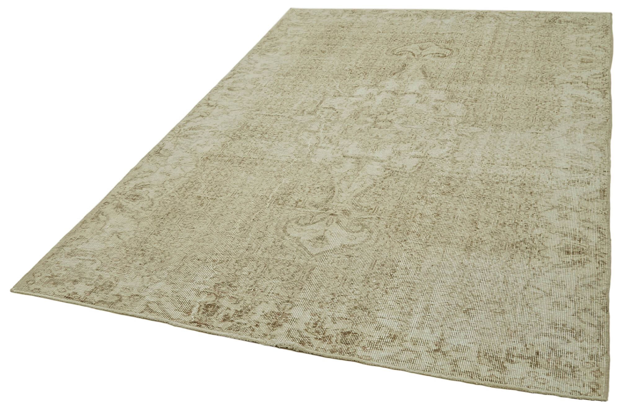 Handmade Vintage Area Rug – Beige Wool Carpet | Cotton Wool Blend Rug 5'5''x8'6''